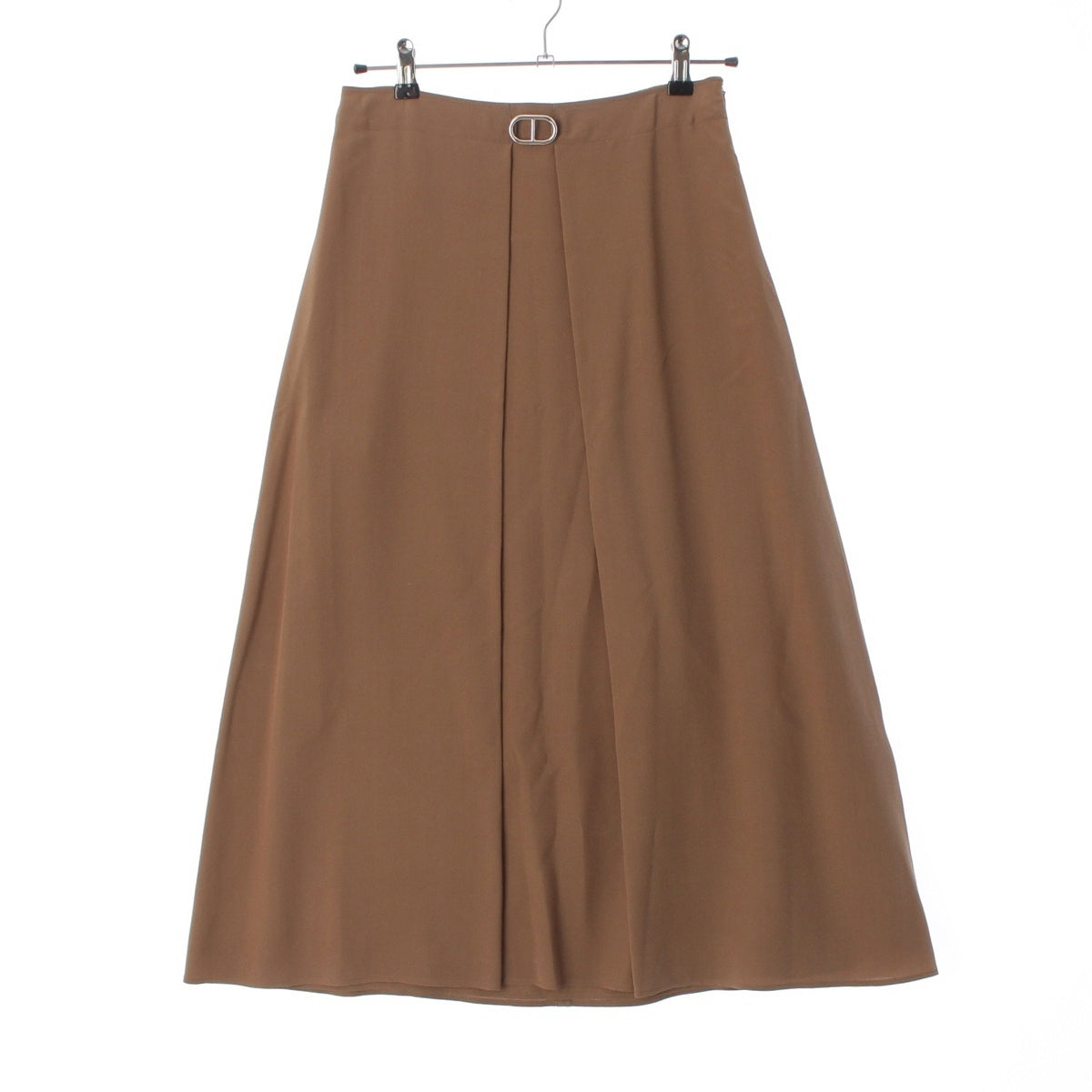 HERMES silk Chaine d'Ancre Buckle Long skirt Maxi length beige 36