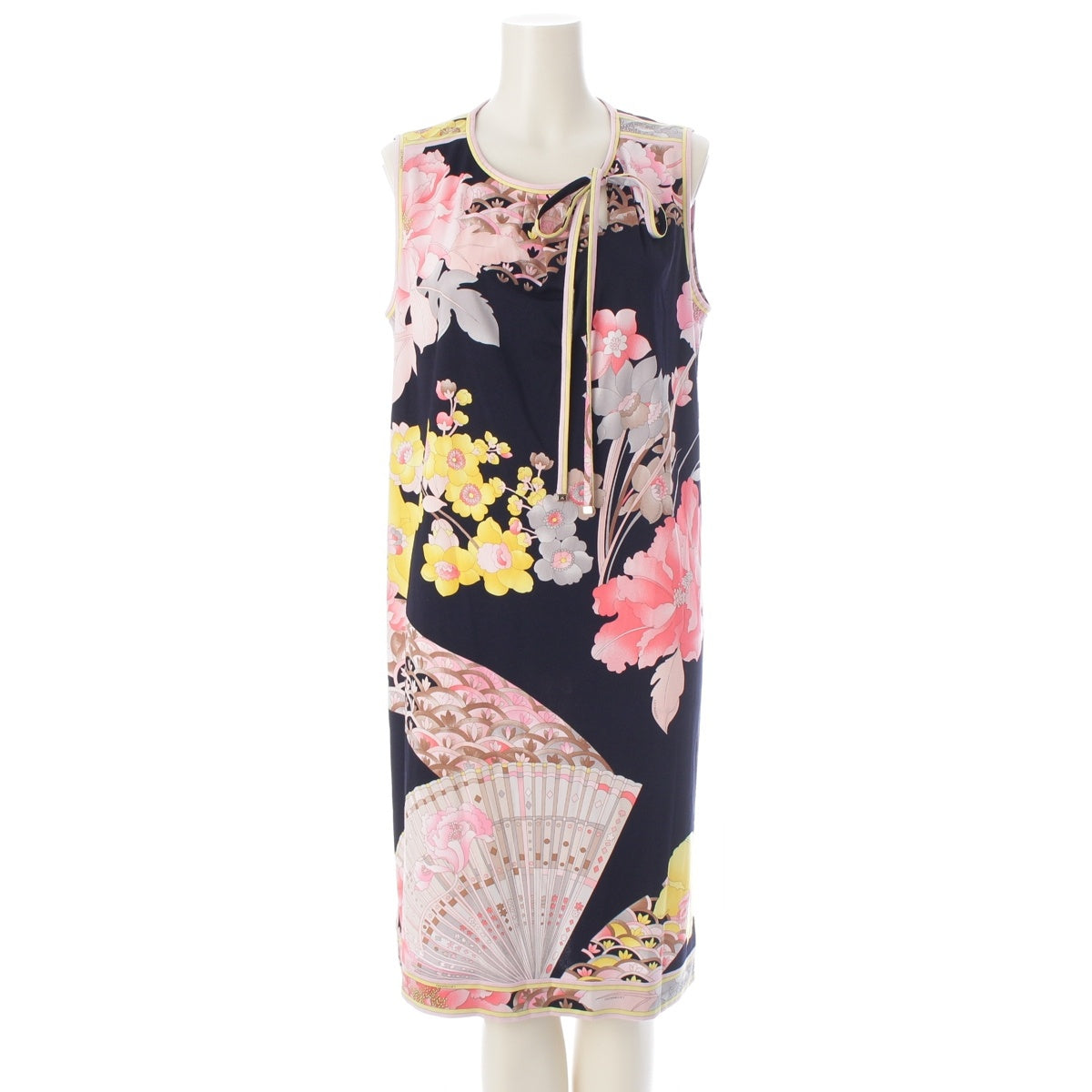 LEONARD Cancan material floral sleeveless one piece Floral fan 0150240 Navy pink 40