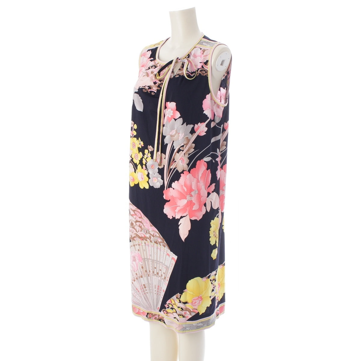 LEONARD Cancan material floral sleeveless one piece Floral fan 0150240 Navy pink 40
