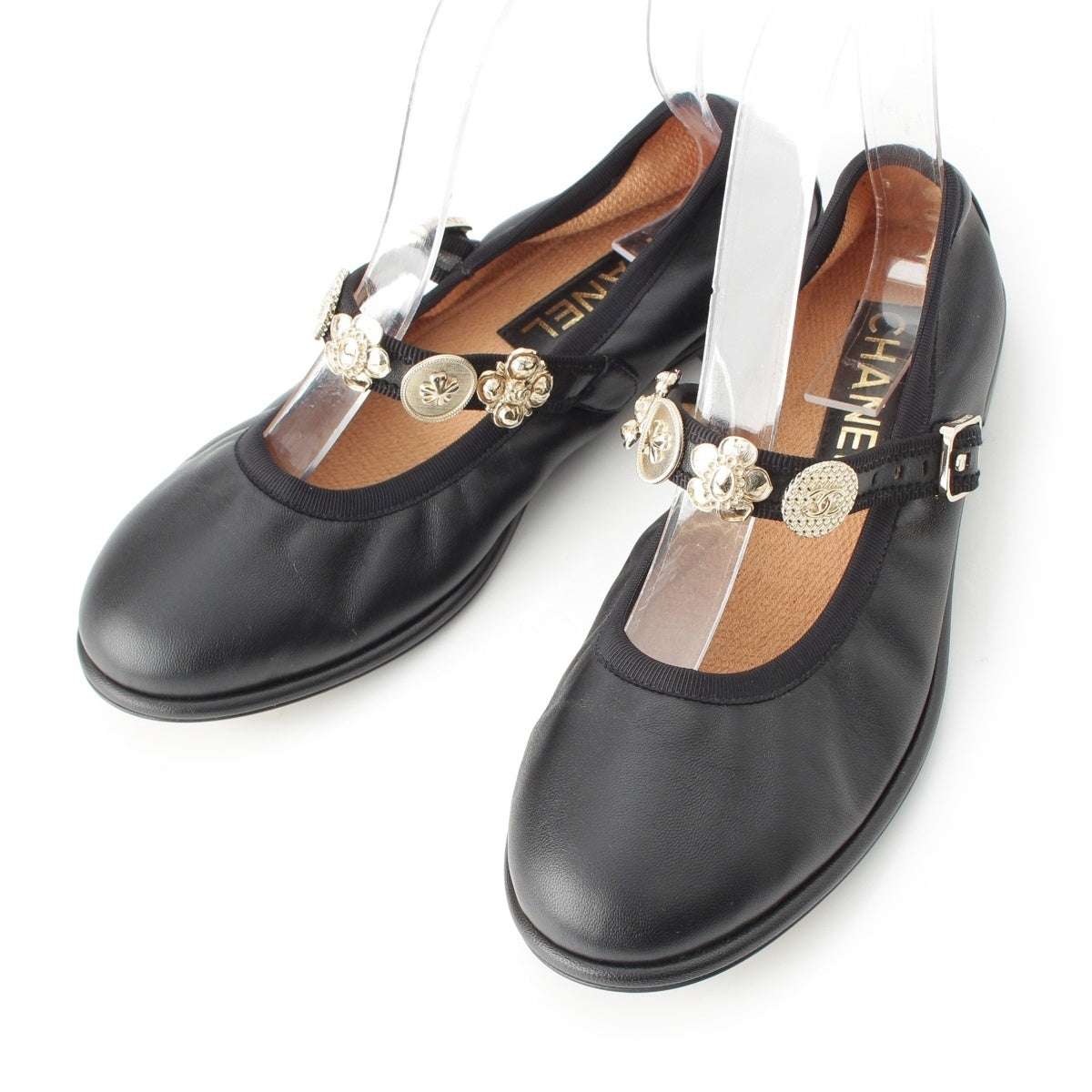 CHANEL leather Icon Motif Shoes Ballet shoes G45778 black 37C