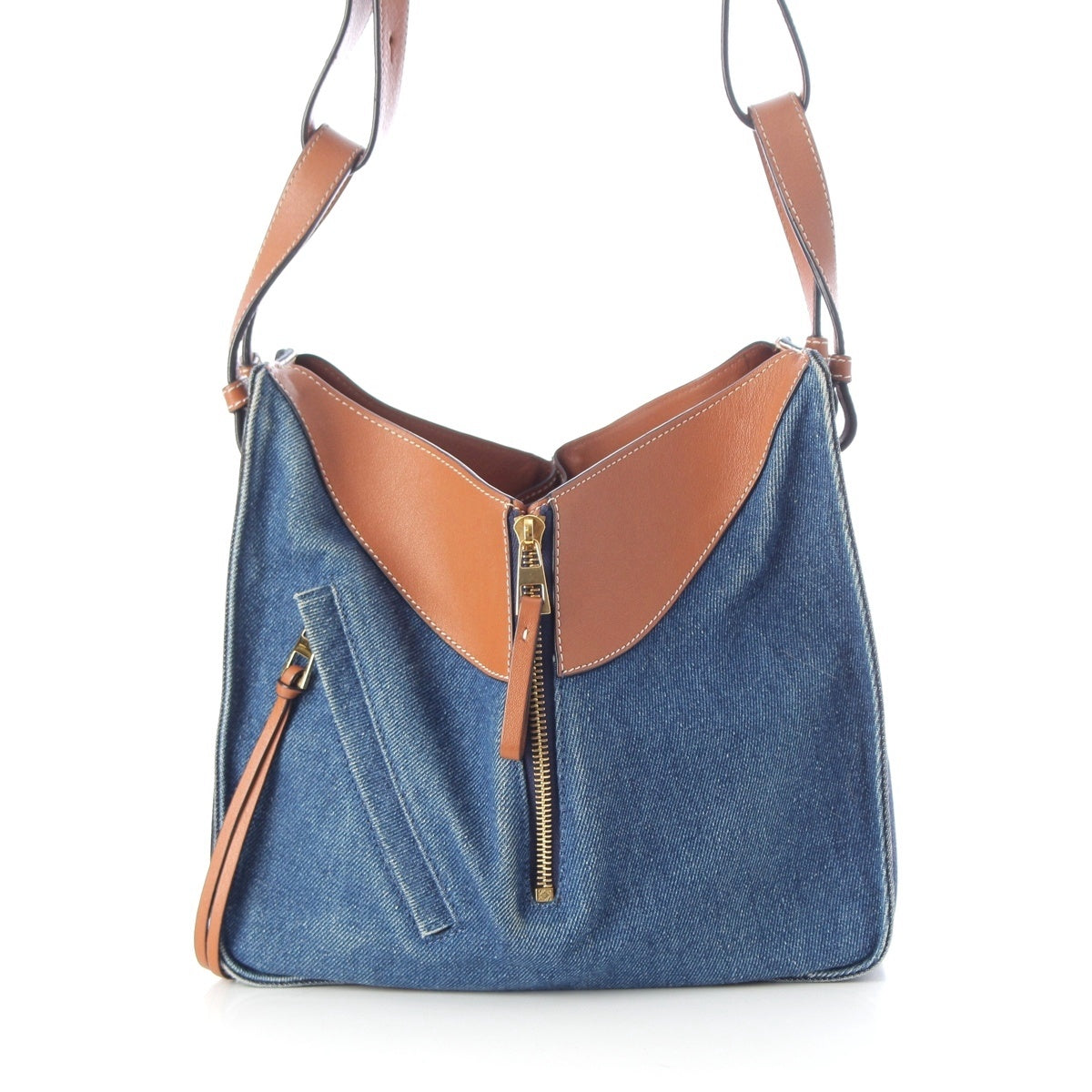 LOEWE Denim leather Hammock 2WAY Handbag Indigo brown