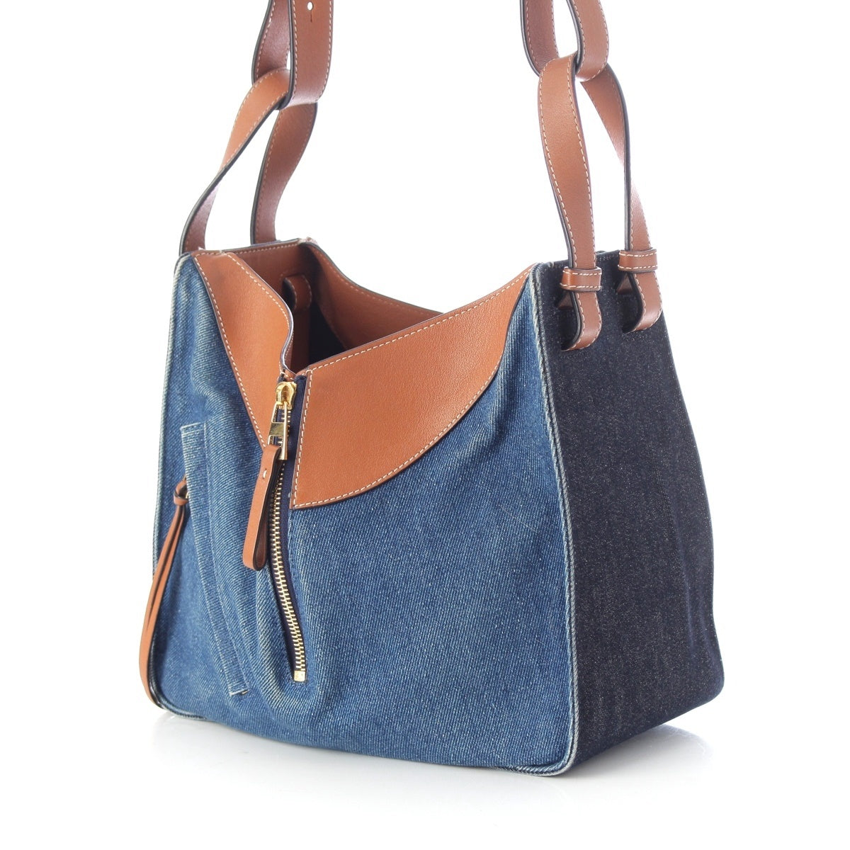 LOEWE Denim leather Hammock 2WAY Handbag Indigo brown