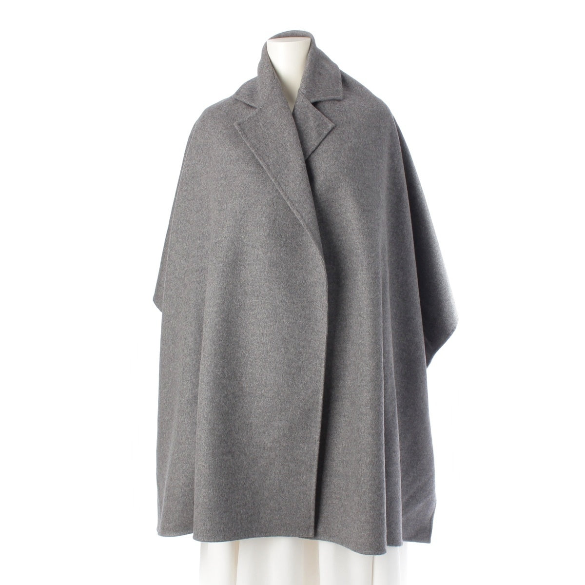 HERMES Cashmere Lambskin Poncho collared jacket Stall gray