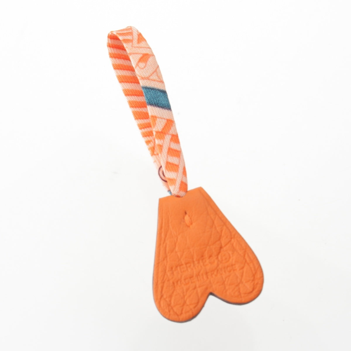 HERMES Petit Ash leather Small heart charm Orange