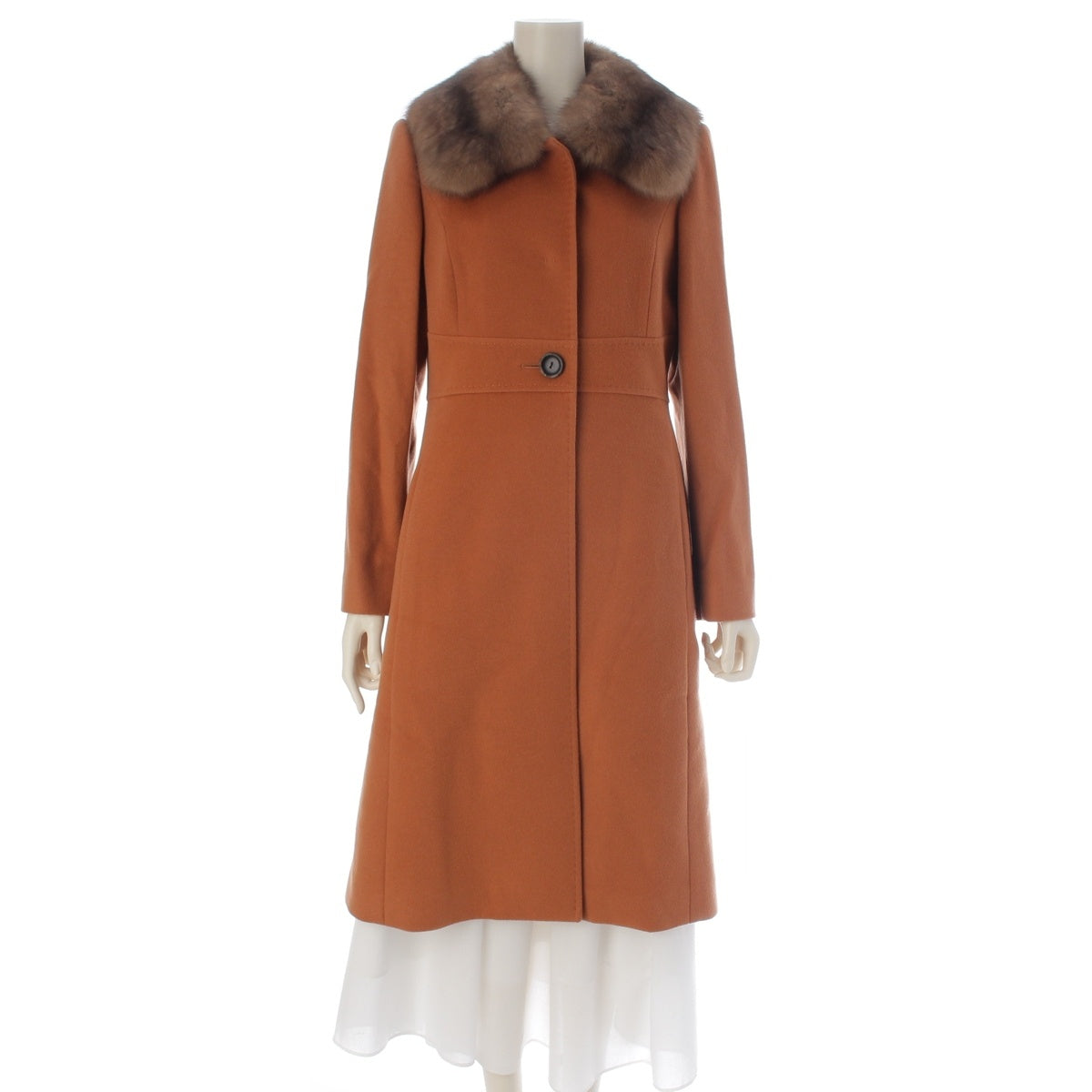 FOXEY Conserva Foxey Cashmere Silk Nylon Sable collar included coat Outer long 38712 Brown 40