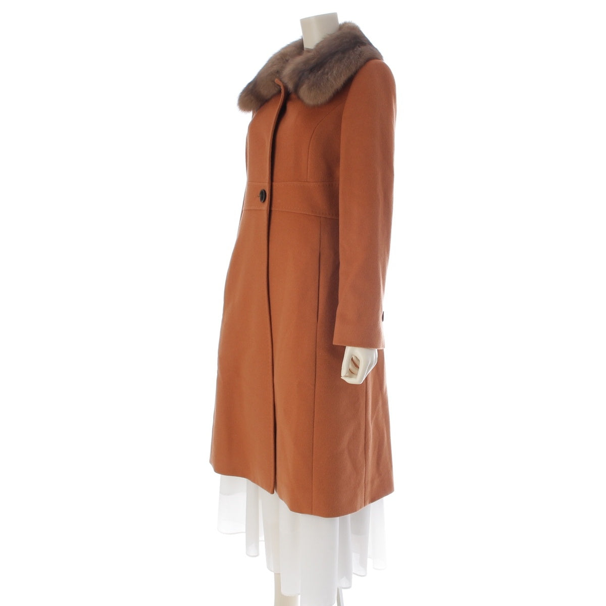 FOXEY Conserva Foxey Cashmere Silk Nylon Sable collar included coat Outer long 38712 Brown 40