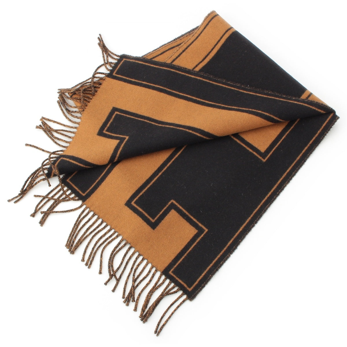 HERMES cashmere Clé de H Scarf Brown x black