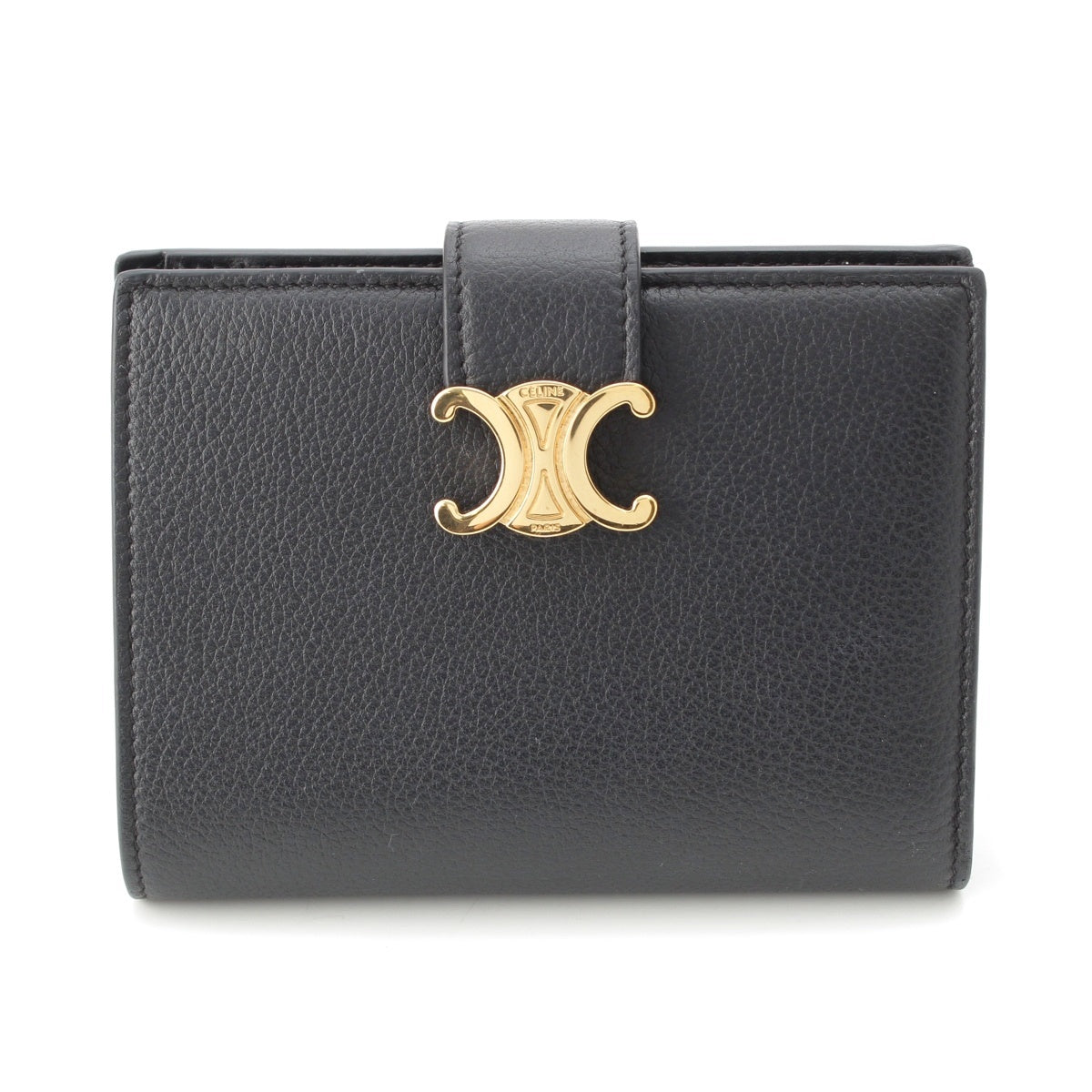 CELINE Supple grained calfskin Nino Strap Wallet Bifold Wallet 10M913GHH black