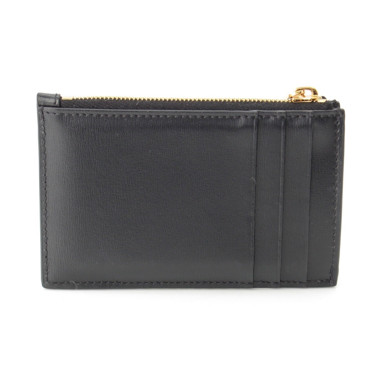 CELINE Cuir Triomphe Smooth lambskin Card holder with zip Coin case Compact wallet Black gold