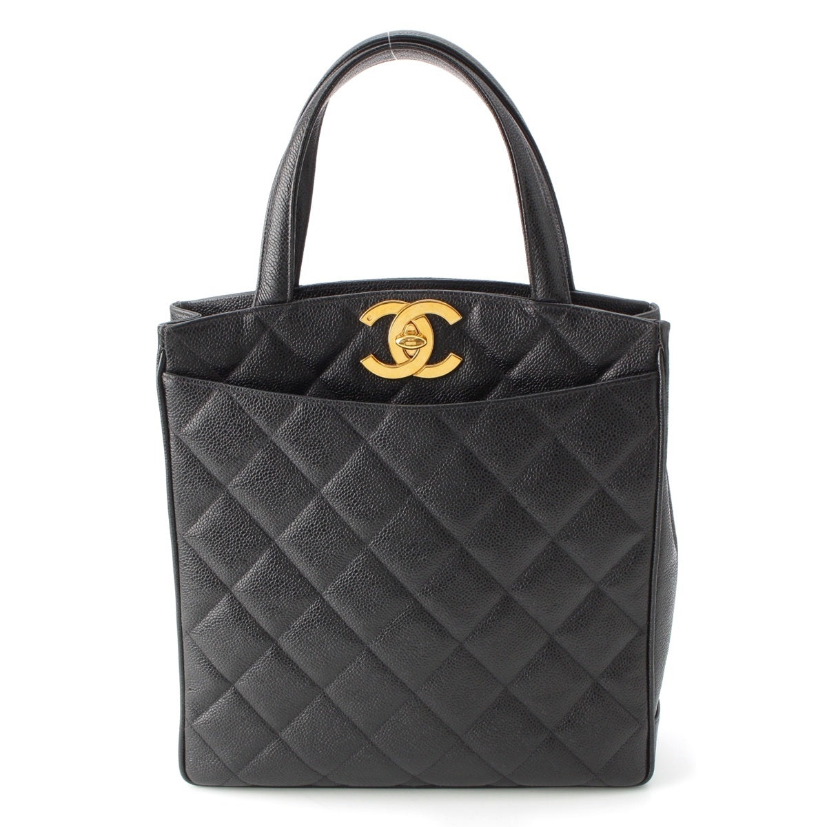 CHANEL Matrasse Caviar skin Deca COCO Mark Handbag black