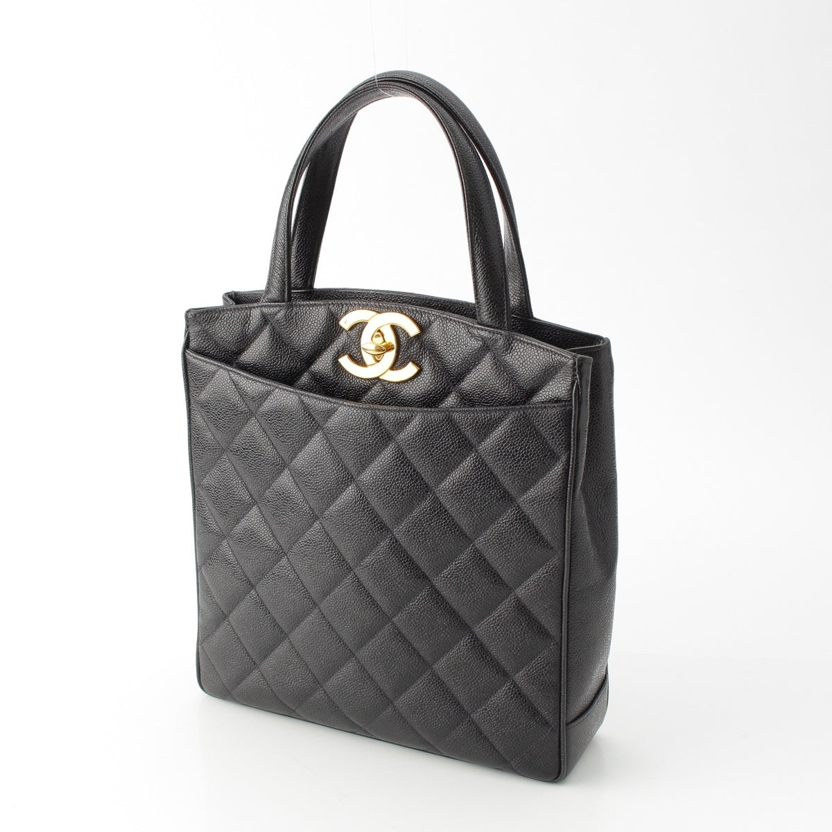 CHANEL Matrasse Caviar skin Deca COCO Mark Handbag black