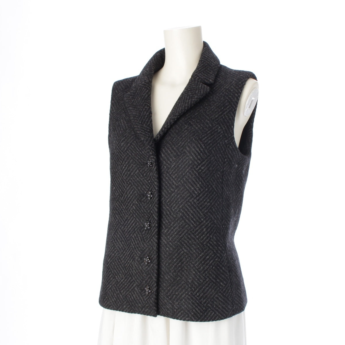 CHANEL wool LOOK49 Jewel Button Best P78192 Black Grey 38