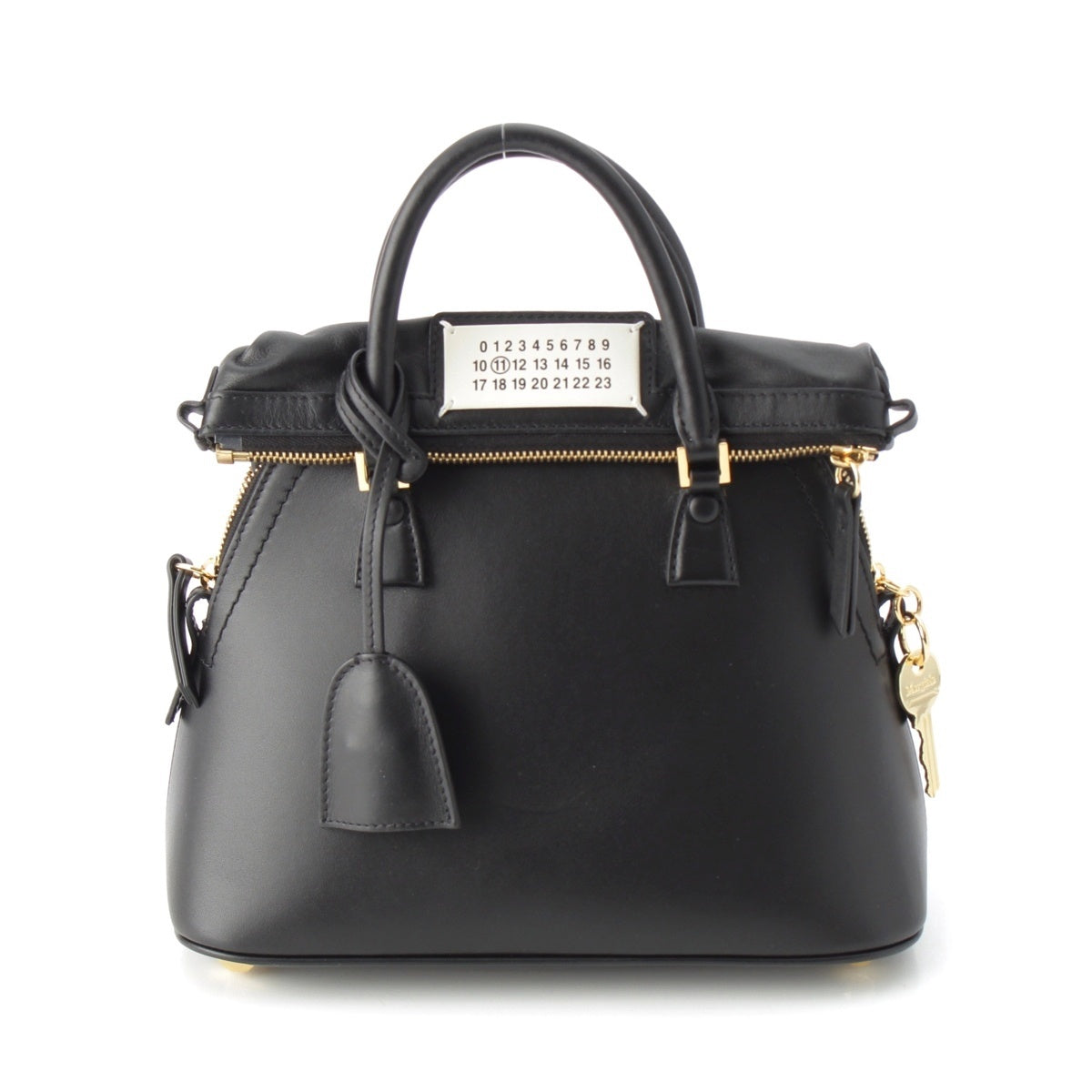 Maison Margiela 5AC Mini Calfskin All Leather Gold Metal Handbag 2way Shoulder S56W0082 black