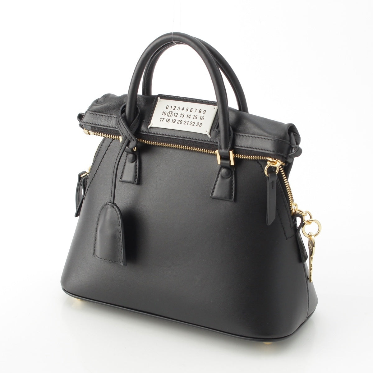 Maison Margiela 5AC Mini Calfskin All Leather Gold Metal Handbag 2way Shoulder S56W0082 black