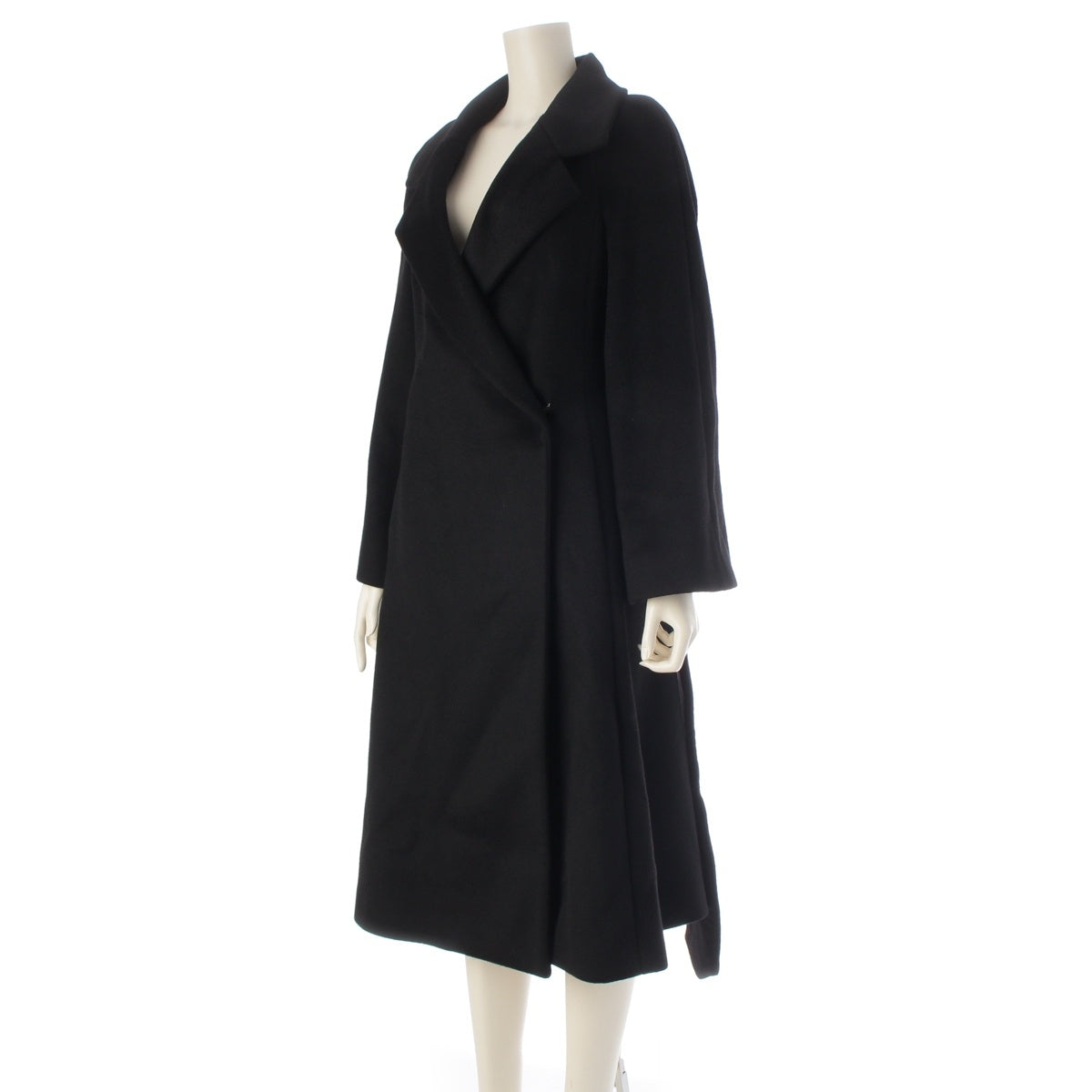 CELINE cashmere silk Belted coat Long Outerwear black 40