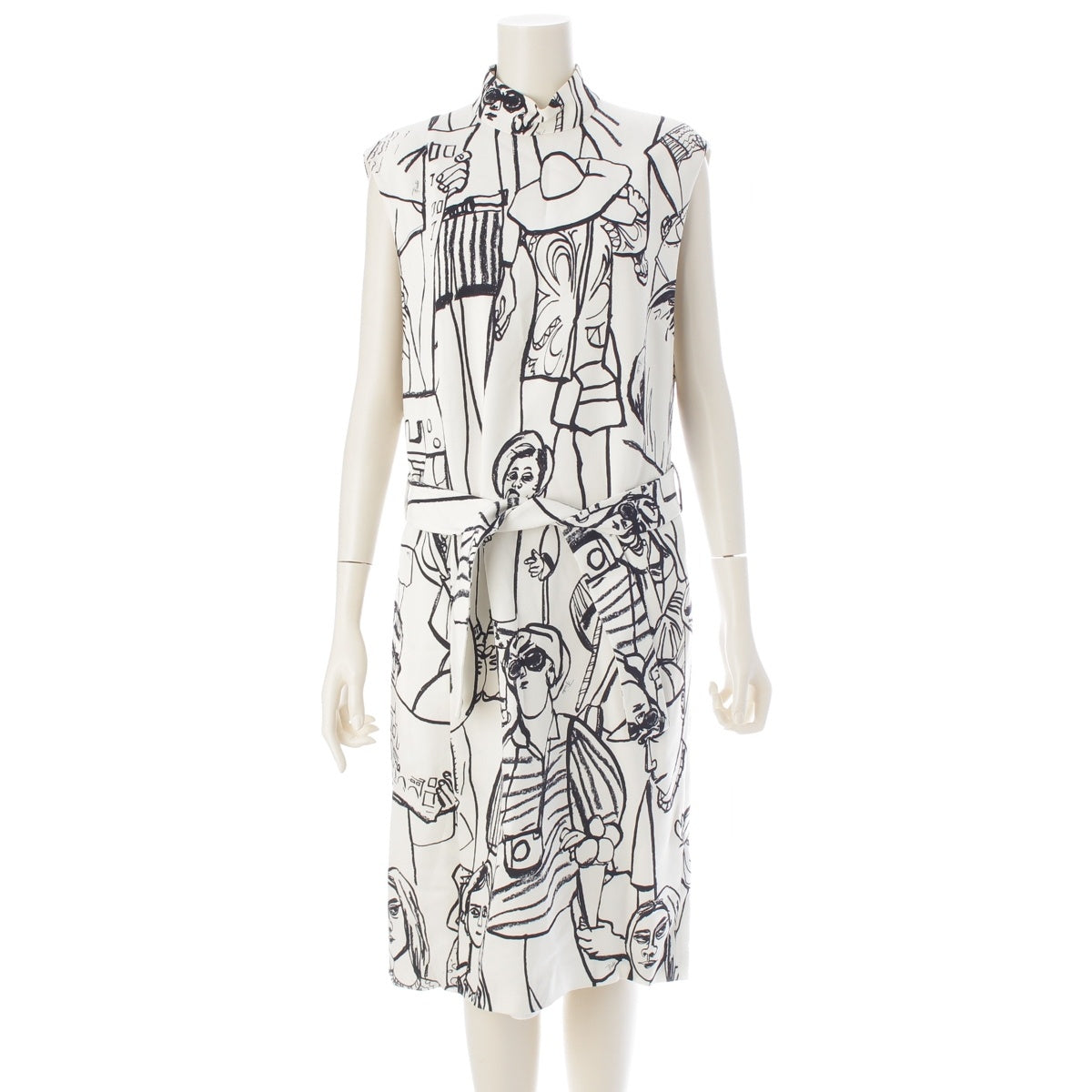 Emilio Pucci Figure print, all-over pattern, high neck, sleeveless one piece dress white 40