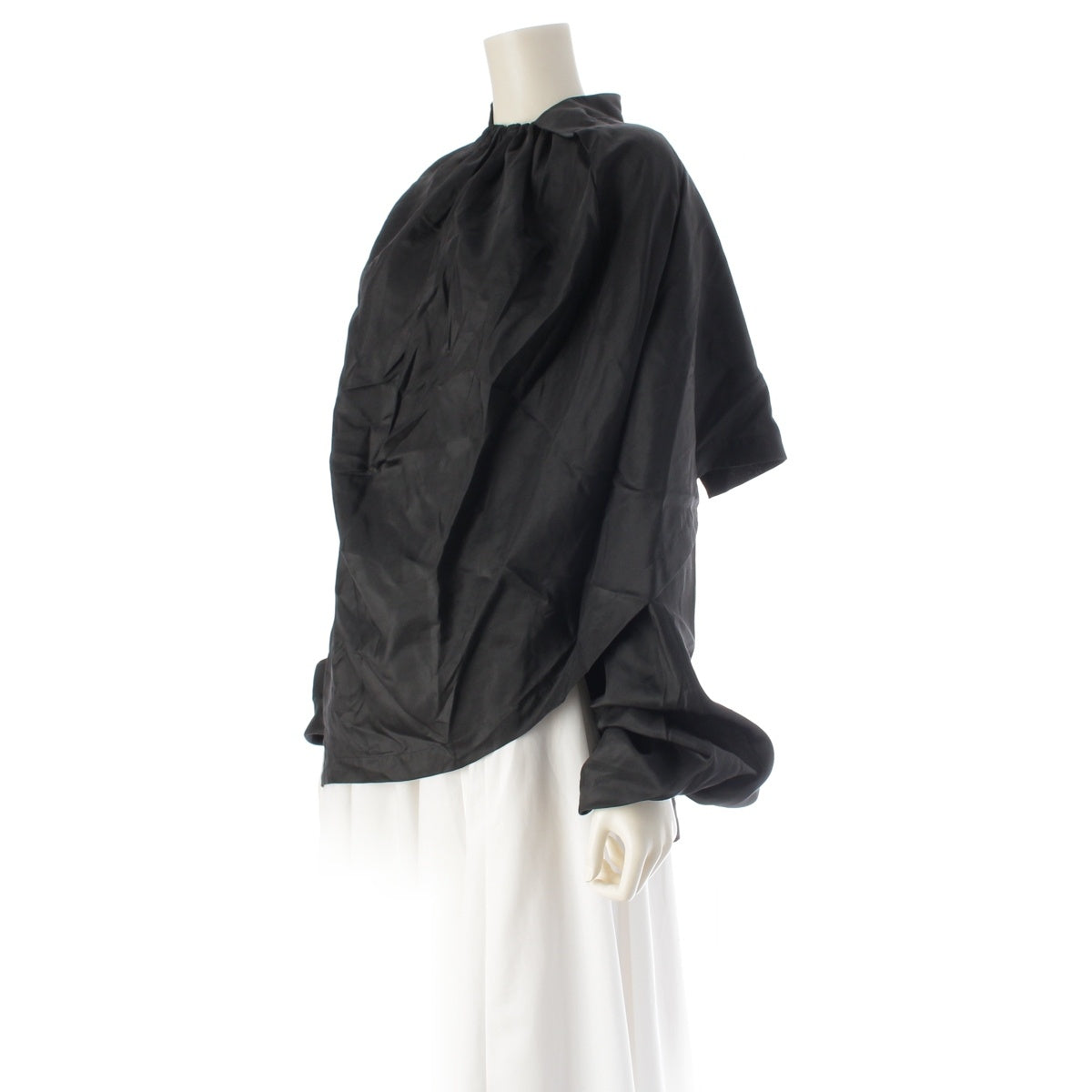 ISSEY MIYAKE Silk nylon Deformed pullover blouse Long sleeve top JG12537 black M