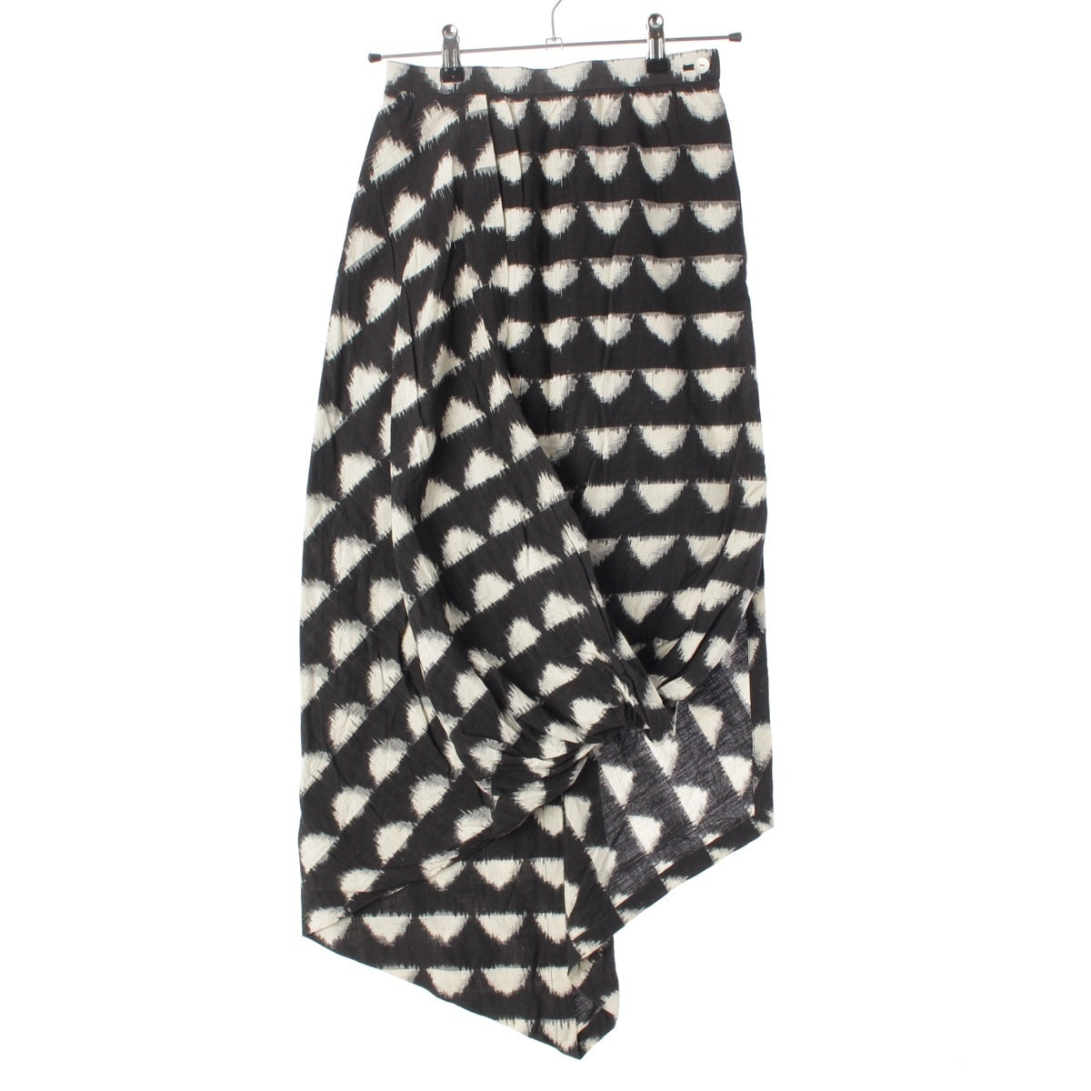 ISSEY MIYAKE Brush tag, all-over pattern, kasuri weave, half moon, distortion, deformation skirt Bottoms JS52076 Black White 9