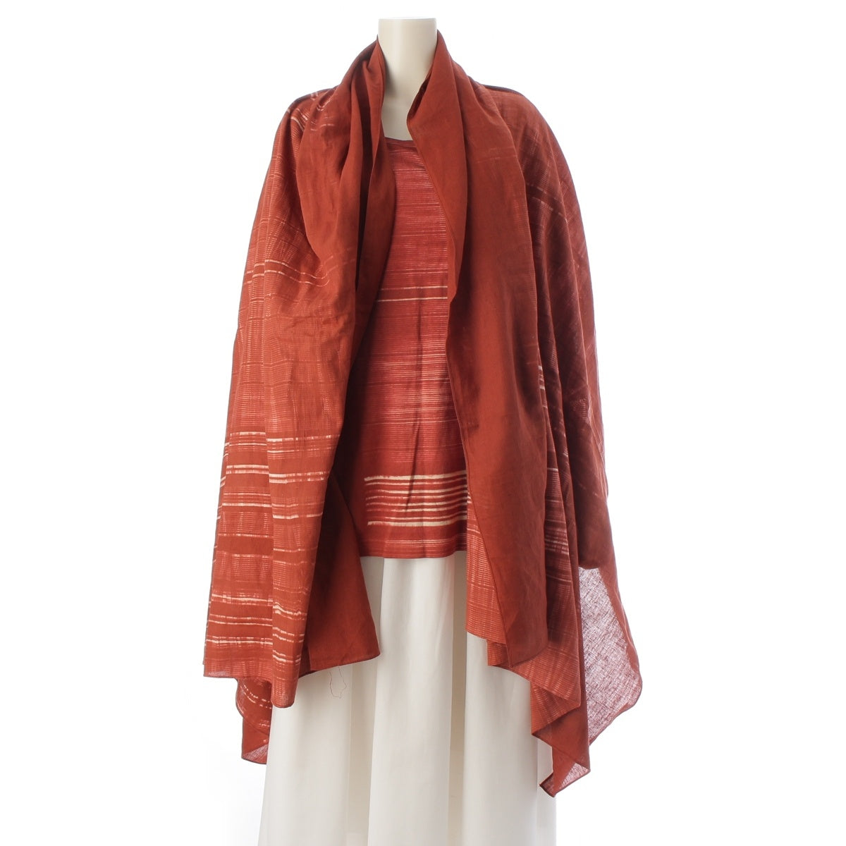 ISSEY MIYAKE Permanente Cotton linen All-over print T-shirt and large stole set Short sleeve shirt VY11136 Orange series M