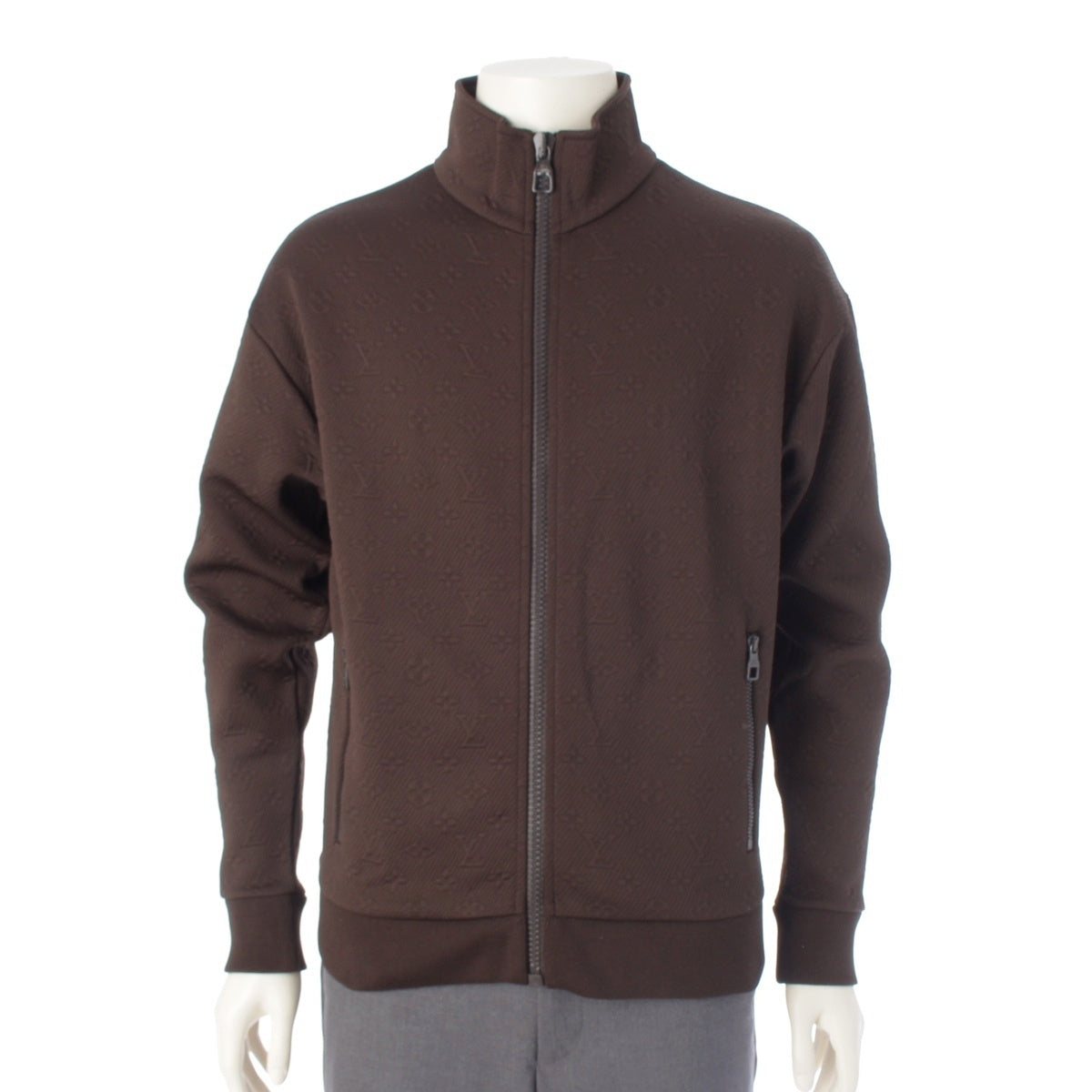 LOUIS VUITTON Nylon cotton blend Monogram Jacquard Full Zip Tracksuit Jacket RM232Q XHM HJY45W Brown XS
