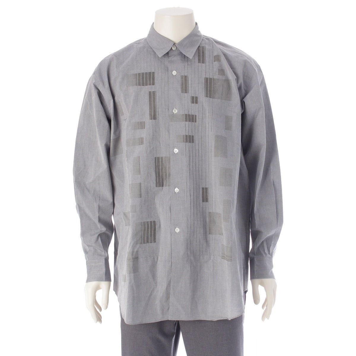 COMME des GARCONS HOMME cotton Tanaka Homme Stripe x Check Design Long sleeve shirt tops HB-040340 gray ‐
