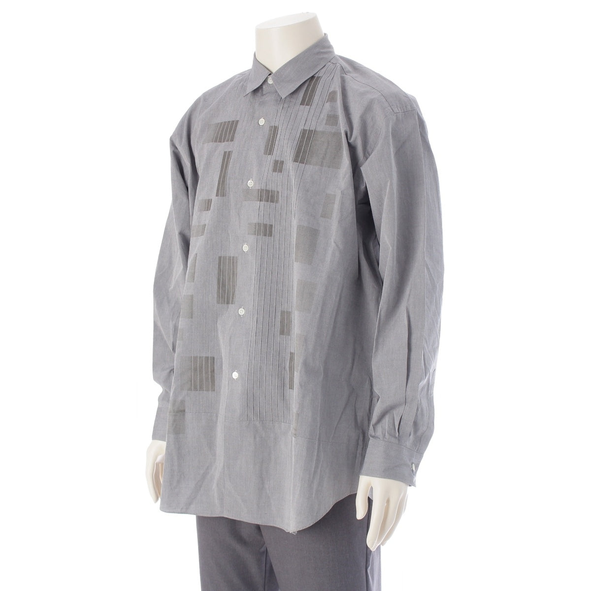 COMME des GARCONS HOMME cotton Tanaka Homme Stripe x Check Design Long sleeve shirt tops HB-040340 gray ‐