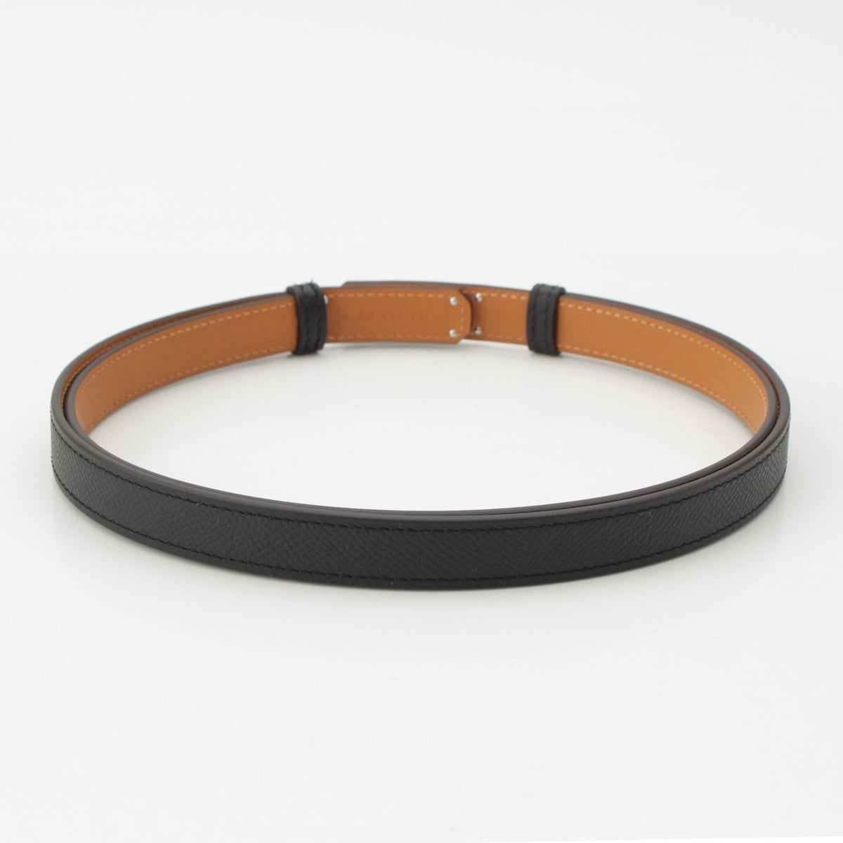 HERMES leather Kelly Epsom Silver Metal belt black