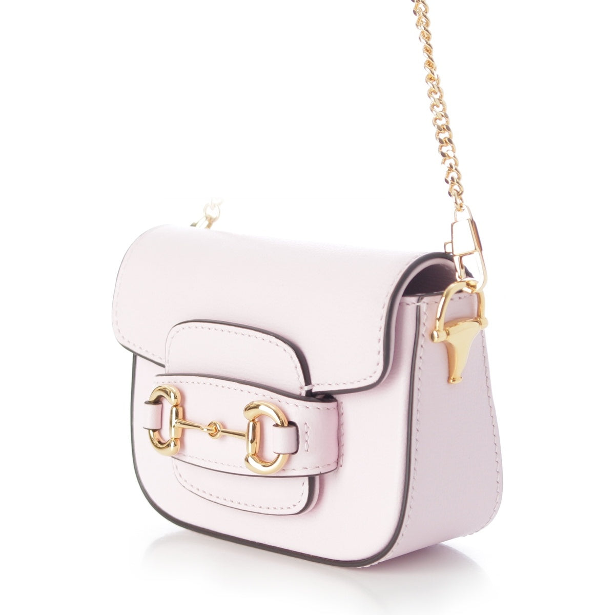 GUCCI Horsebit Leather Chain Supermarket Shoulder Bag 760253 Pink gold mini