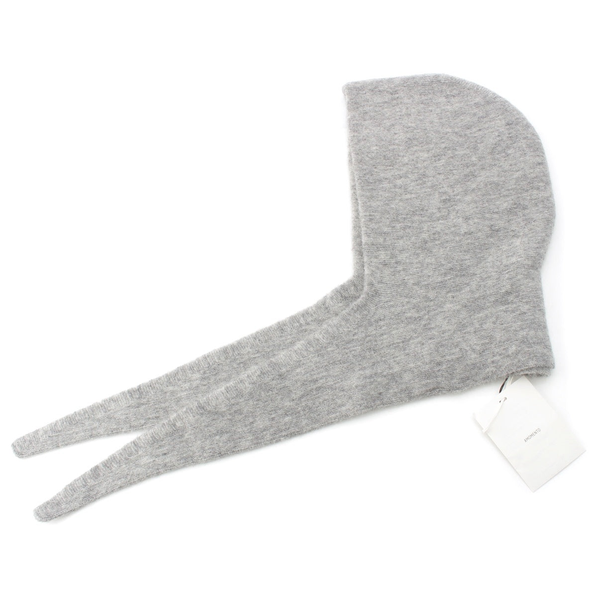 AMOMENTO Mohair Wool Nylon Hairy Balaclava Scarf Hairy Balaclava Fashion accessories gray