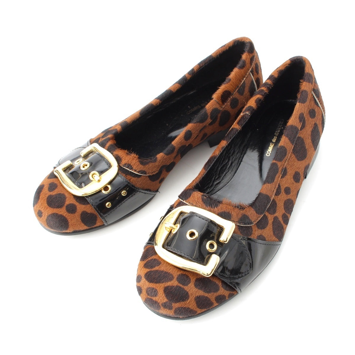 COMME des GARCONS HOMME PLUS Harako Animal Belt Buckle Ballerina Flats Ballet shoes Brown 9.8"