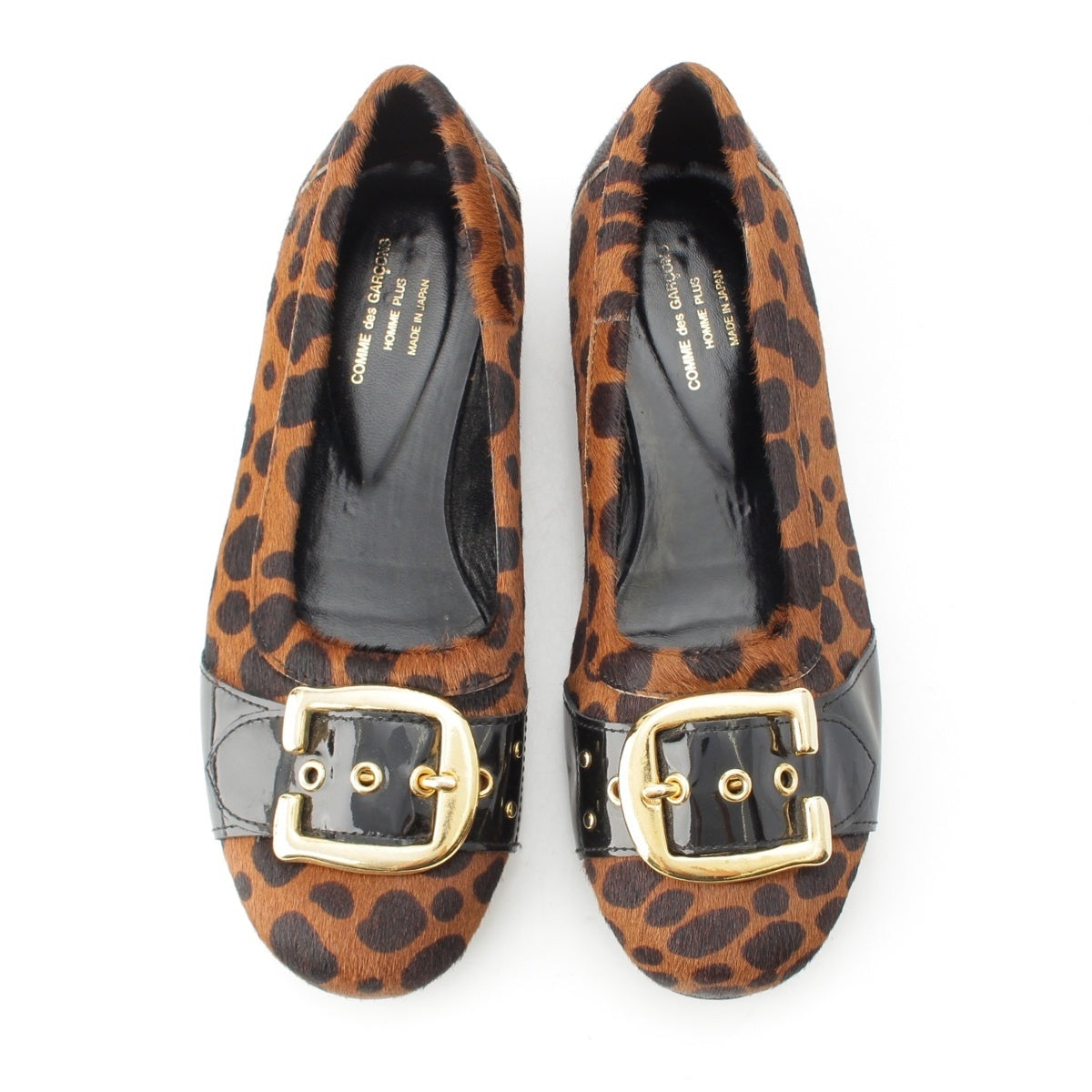 COMME des GARCONS HOMME PLUS Harako Animal Belt Buckle Ballerina Flats Ballet shoes Brown 9.8"