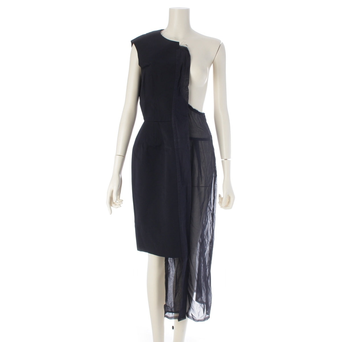 COMME des GARCONS Sheer docking one belt one piece dress Navy S