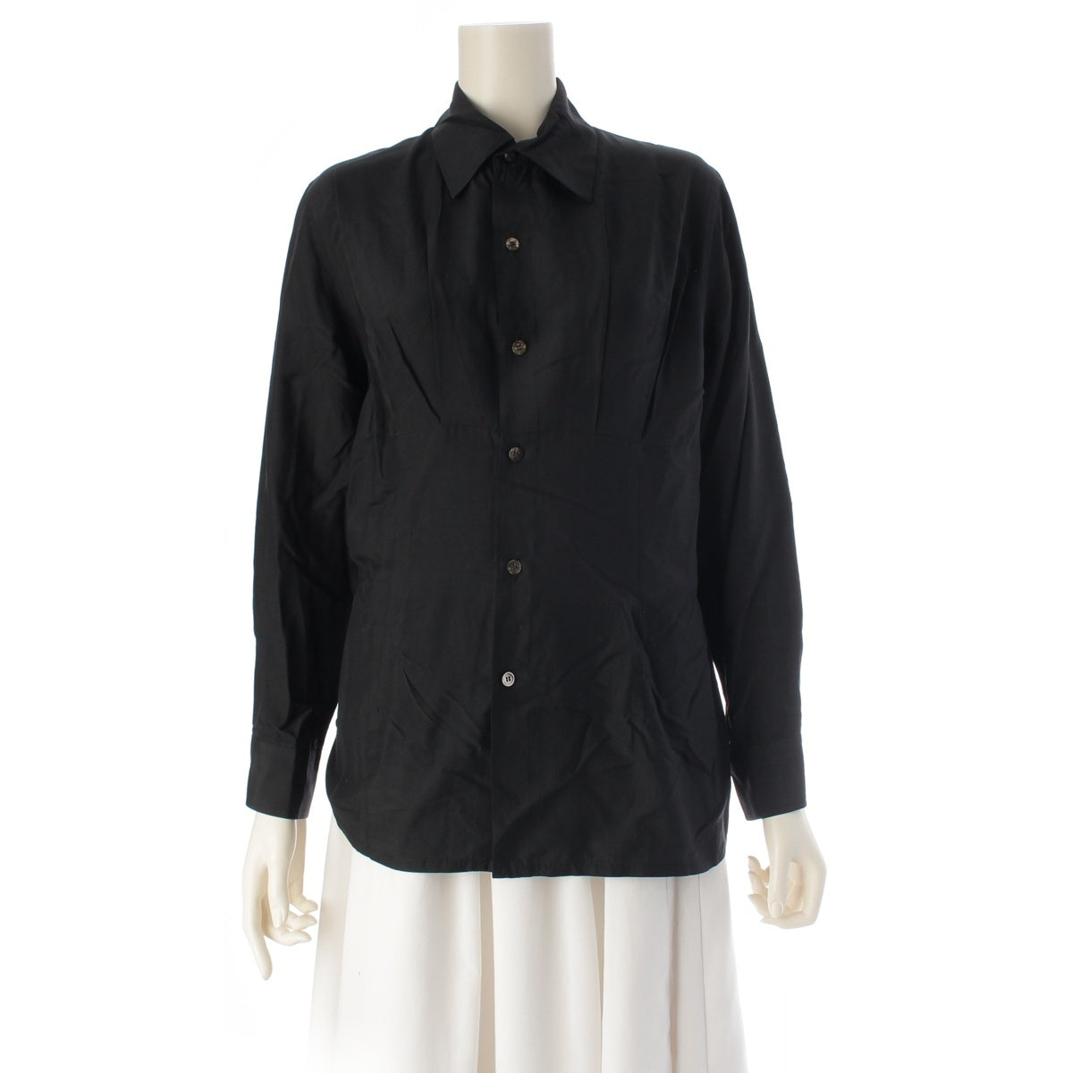 COMME des GARCONS silk shirred shirt blouse GB-05030 black M