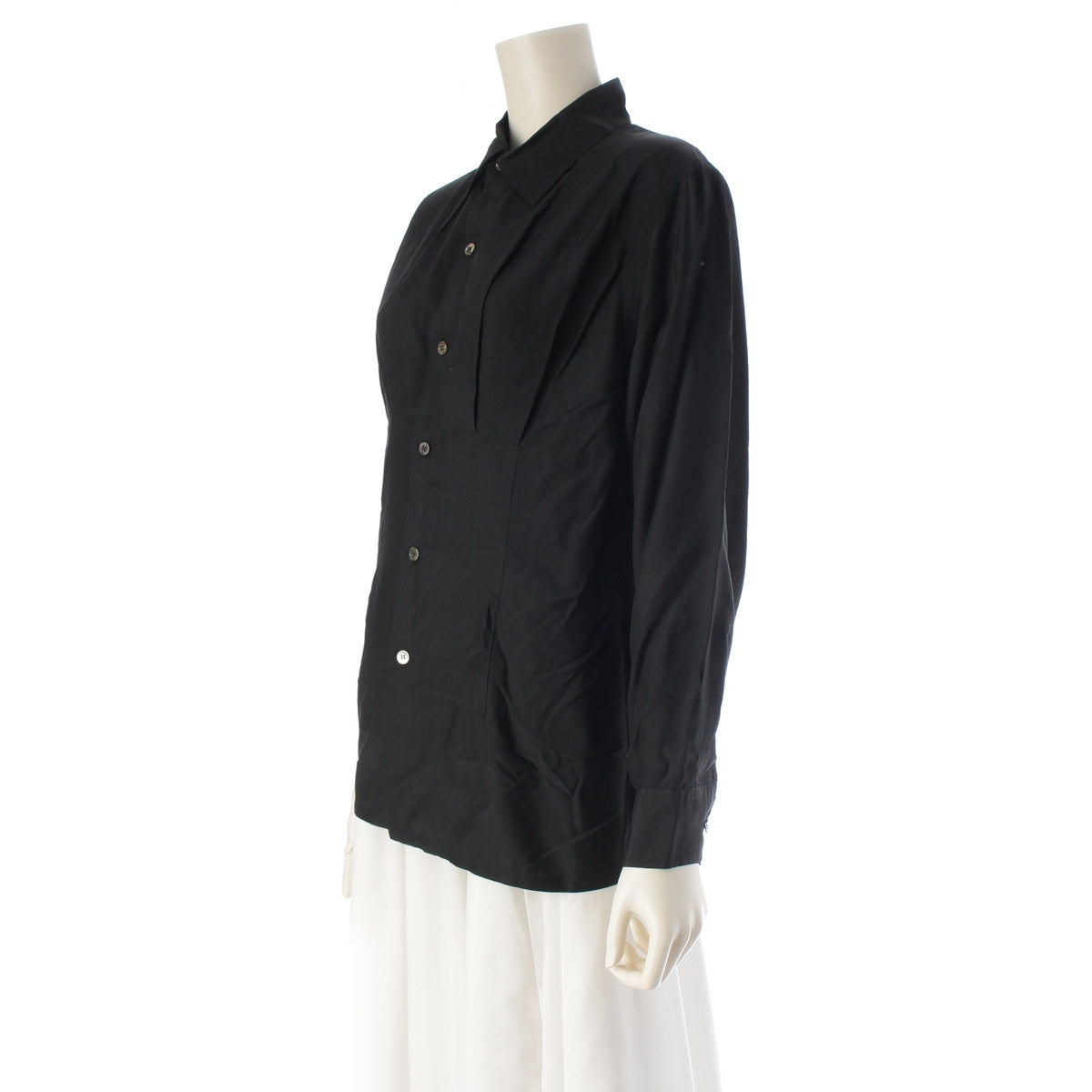 COMME des GARCONS silk shirred shirt blouse GB-05030 black M