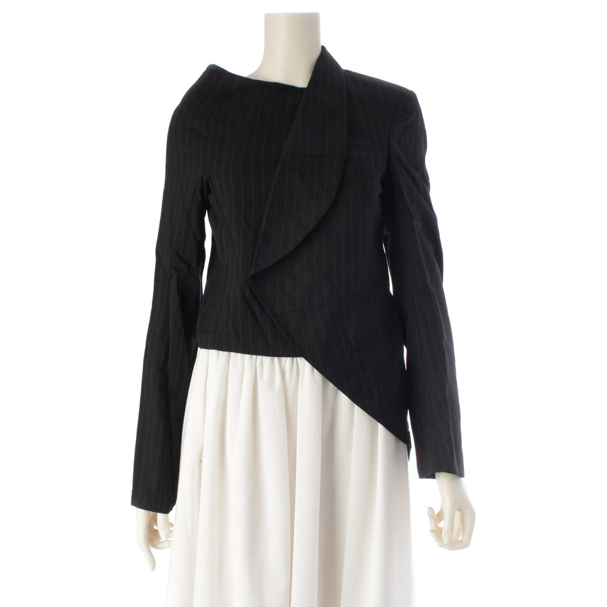 COMME des GARCONS Asymmetrical deformed pullover tailored jacket stripe GT-J011 black Stainless Steel