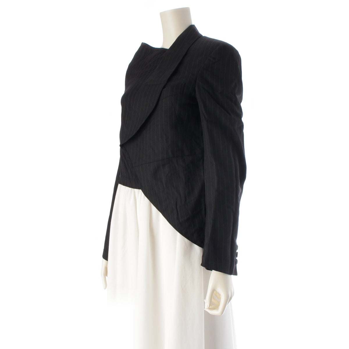 COMME des GARCONS Asymmetrical deformed pullover tailored jacket stripe GT-J011 black Stainless Steel