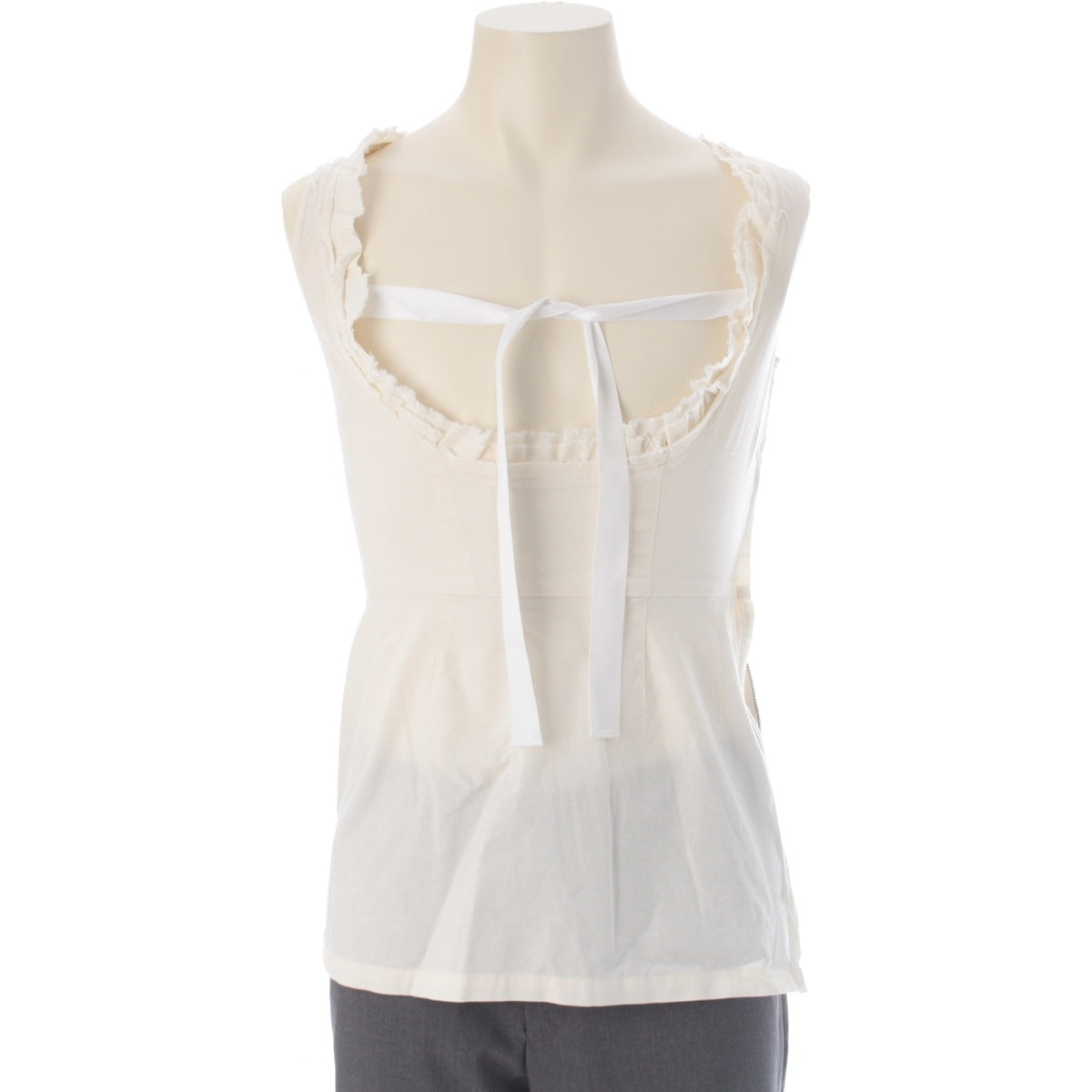 COMME des GARCONS cotton Ethnic Couture Sleeveless Side Zip tops One-piece dress with frills and ribbons GE-B003 Off white white S