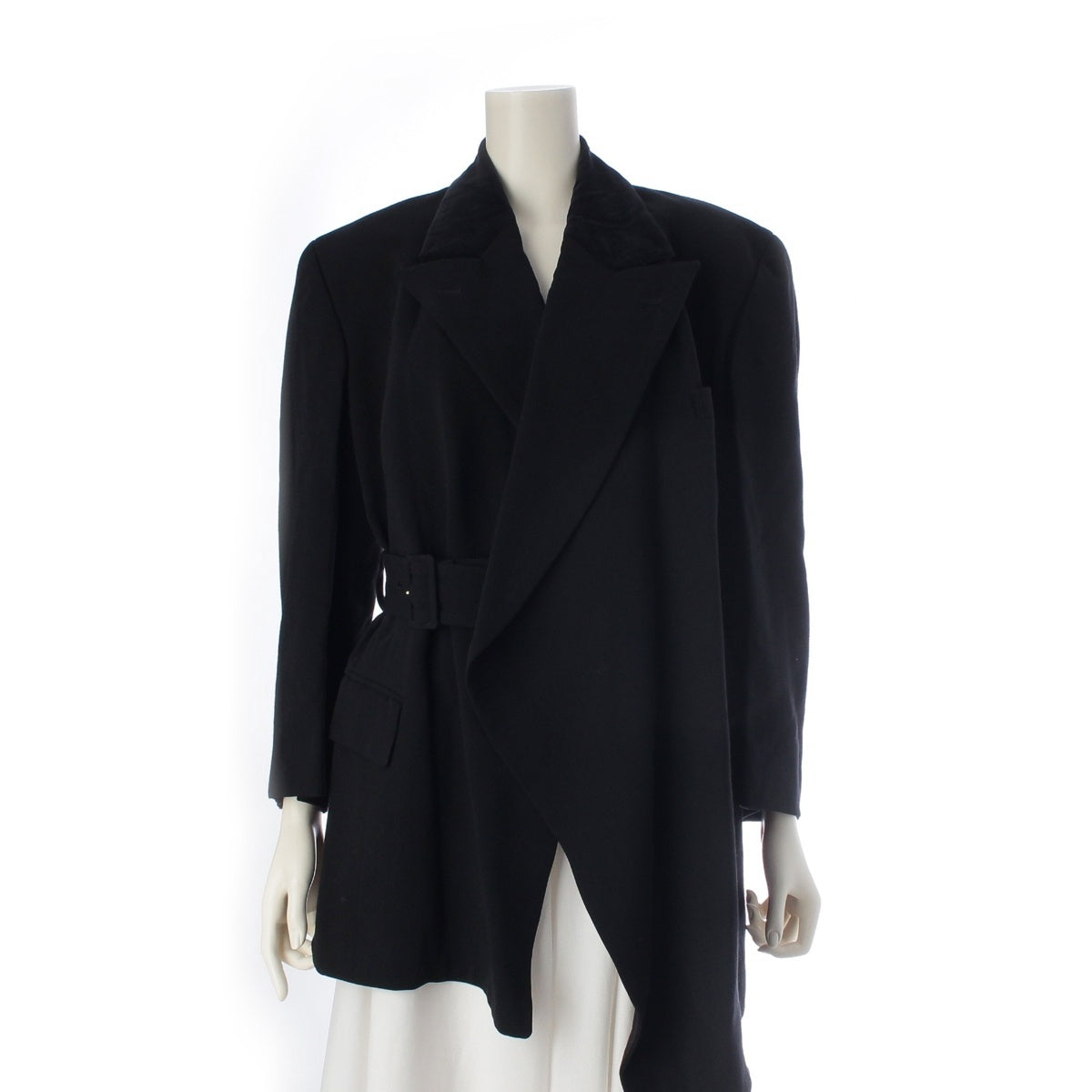 COMME des GARCONS wool cotton Velour-like trim swallowtail coat tailored jacket GJ-05037S black S