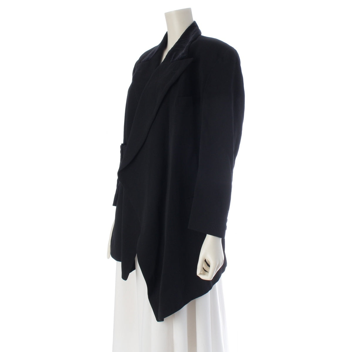 COMME des GARCONS wool cotton Velour-like trim swallowtail coat tailored jacket GJ-05037S black S
