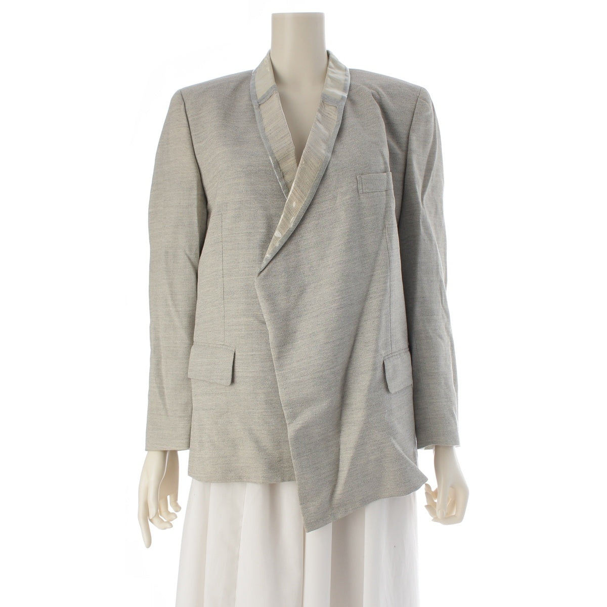 COMME des GARCONS wool CHIC PUNK Chic Punk PVC Collar Asymmetrical tailored jacket outer GJ-05012S gray S