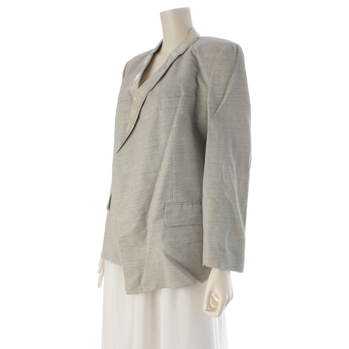 COMME des GARCONS wool CHIC PUNK Chic Punk PVC Collar Asymmetrical tailored jacket outer GJ-05012S gray S