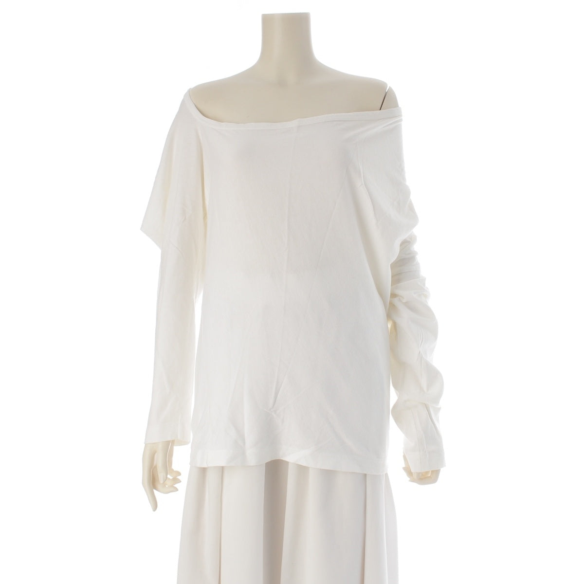 COMME des GARCONS cotton Deformation asymmetry boat neck Cut tops GT-110060 white