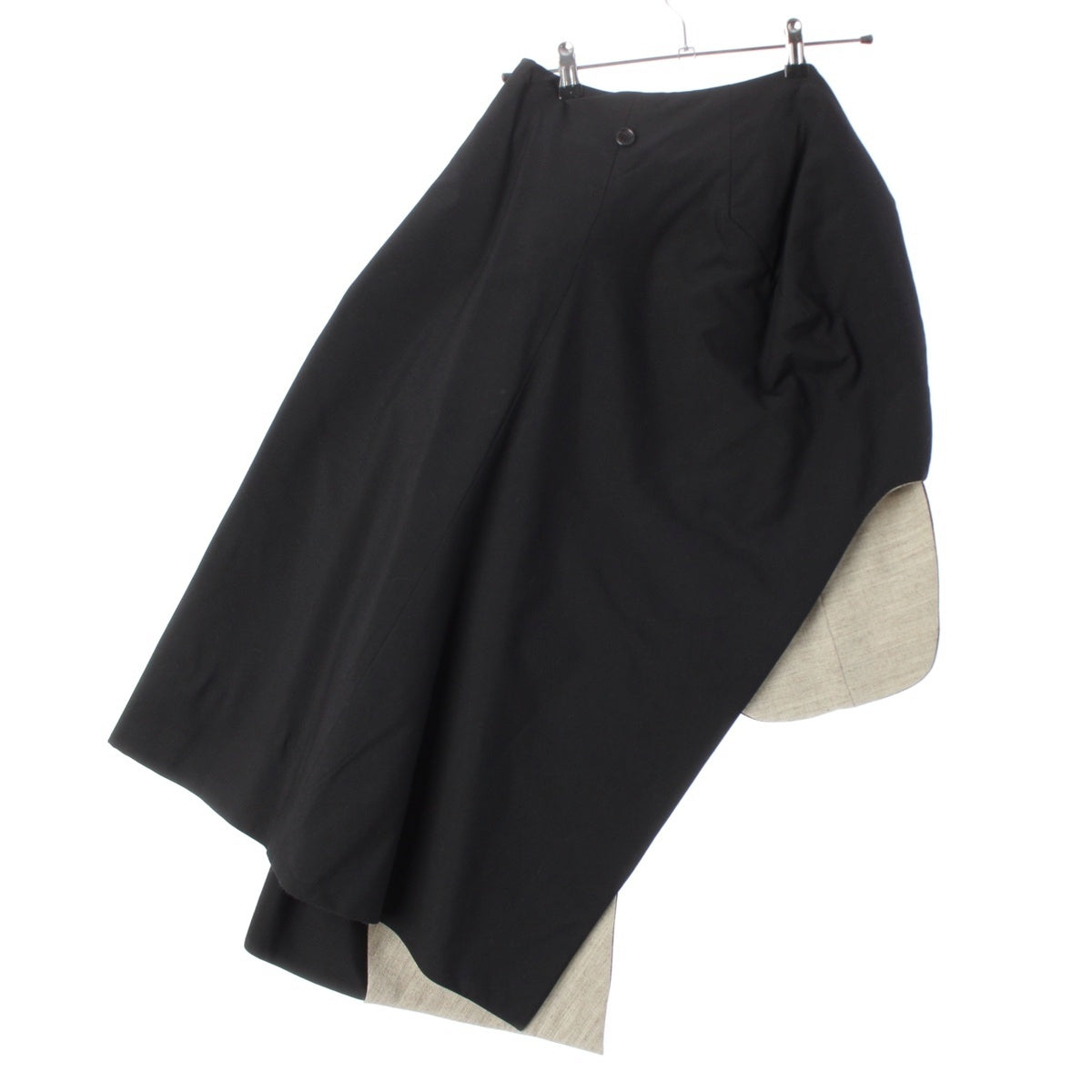 COMME des GARCONS wool FUSION period, deformed, asymmetrical skirt GS-04030M black greige