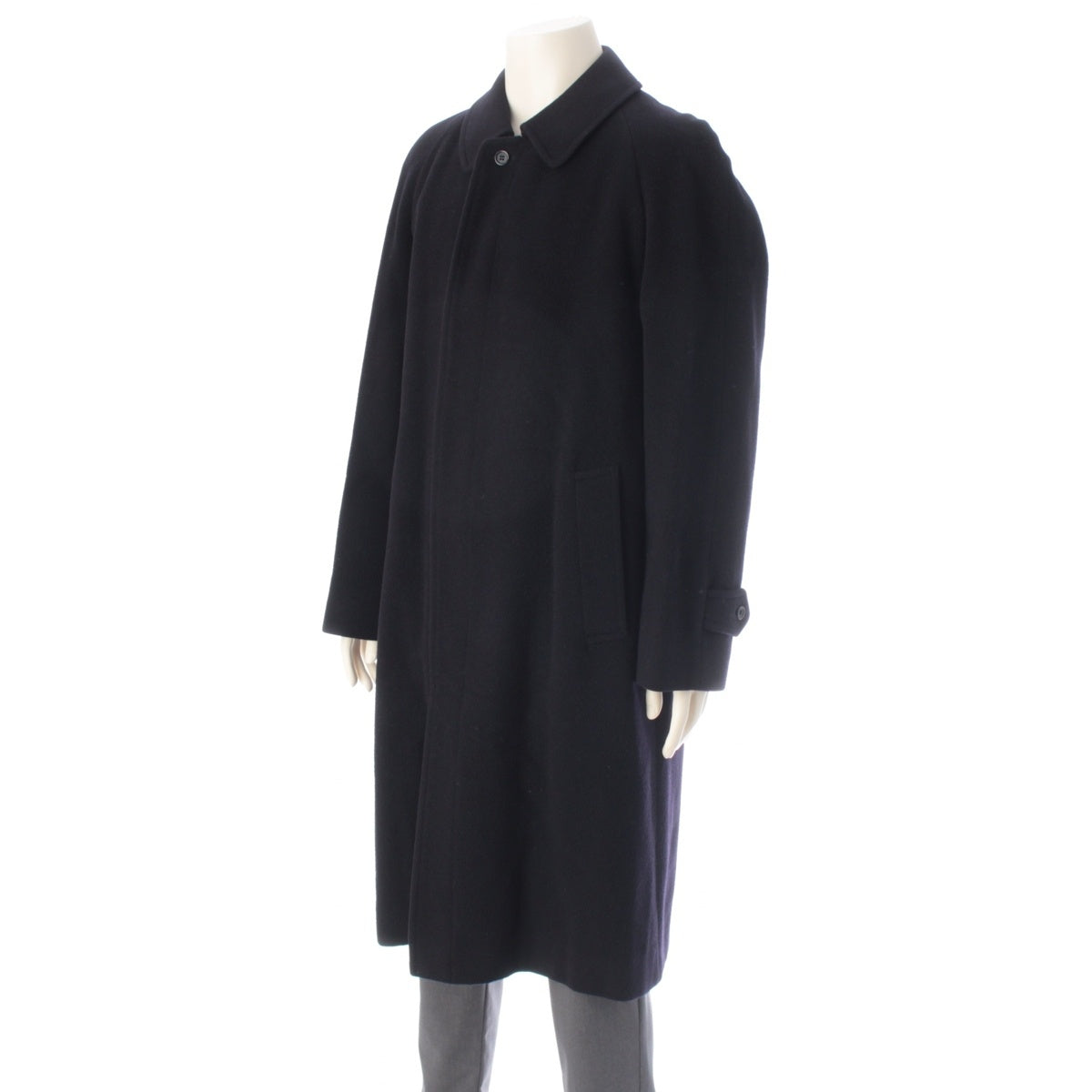 BURBERRY Camel hair long coat outer Navy 48