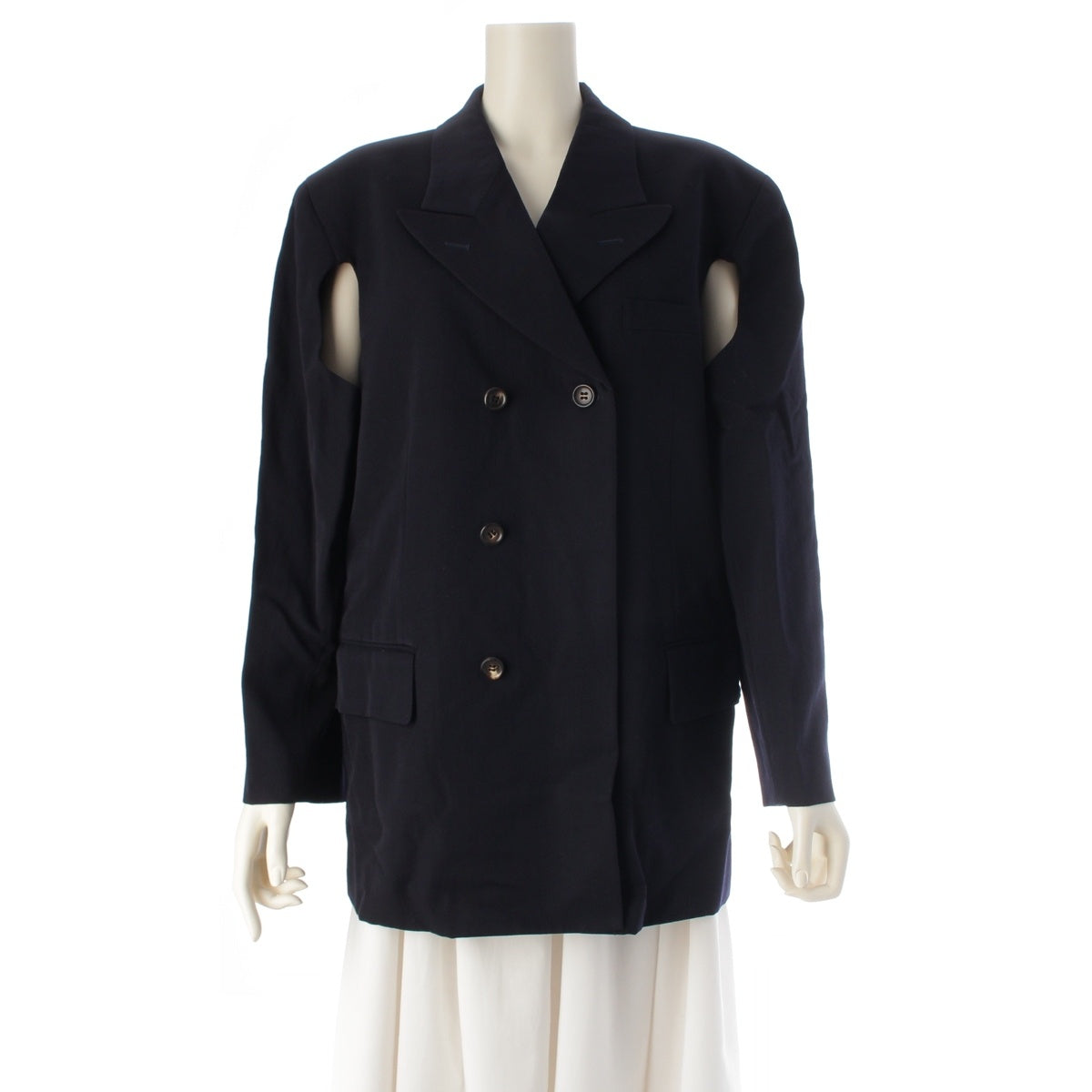 COMME des GARCONS wool Side circle cutout double-breasted tailored jacket outer GJ-05009M Navy M