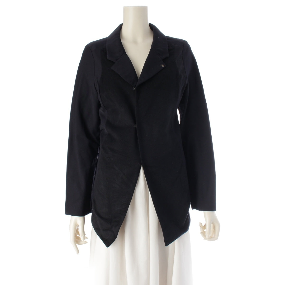 COMME des GARCONS silk Wool front panel with hooks, long tailored jacket GJ-04010M Navy black M