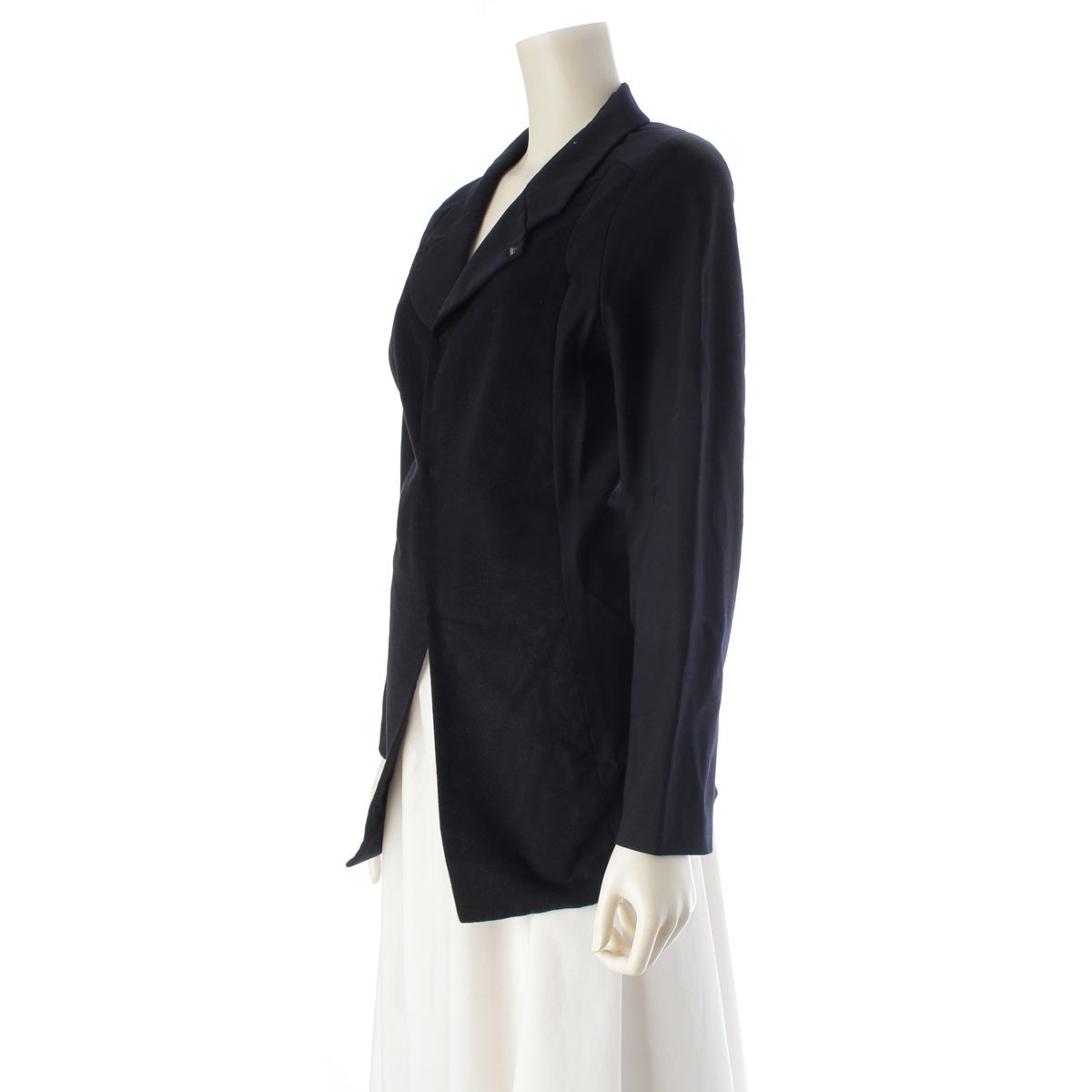COMME des GARCONS silk Wool front panel with hooks, long tailored jacket GJ-04010M Navy black M