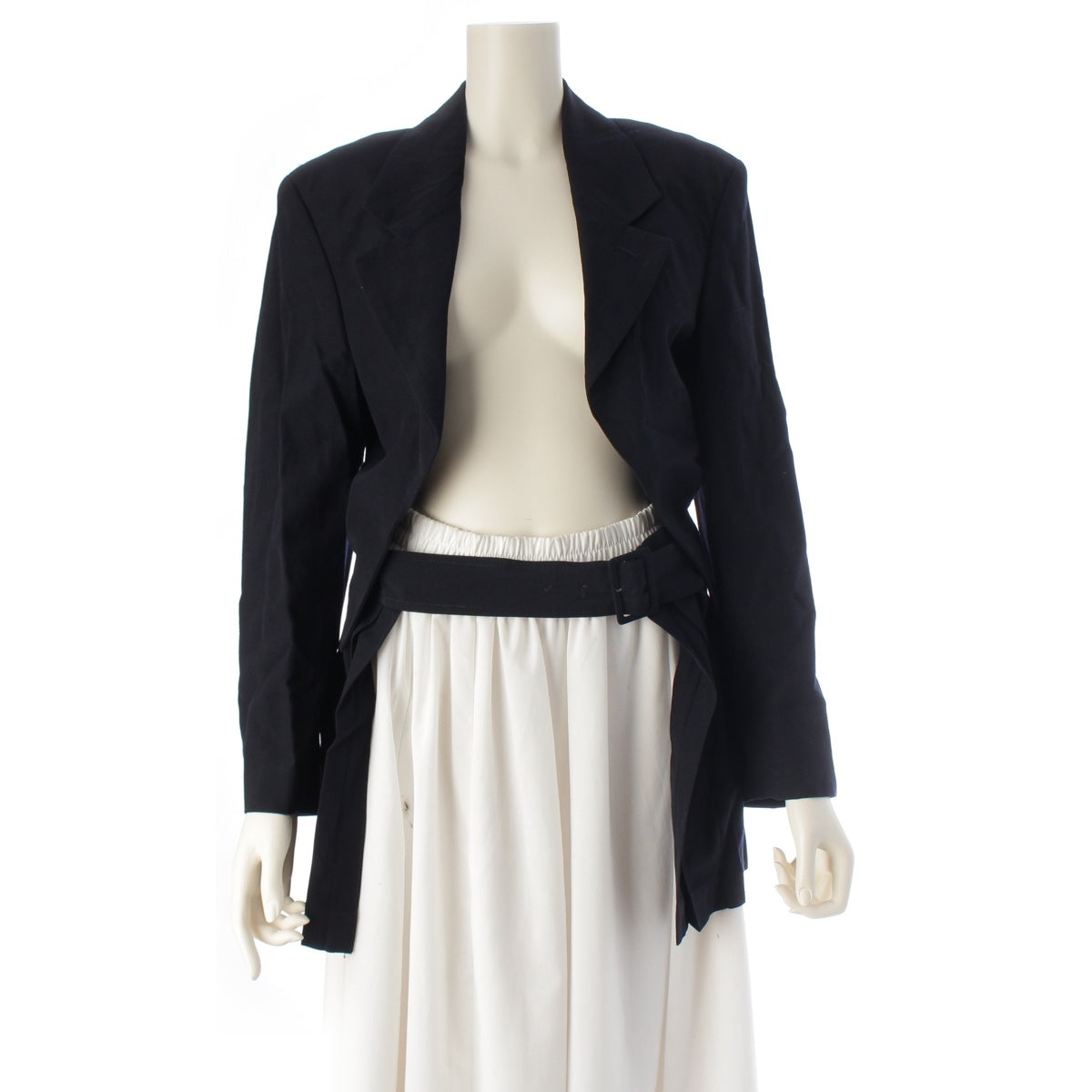 COMME des GARCONS Deformed frill collar belt design tailored jacket No AD notation GJ-11003M Navy M