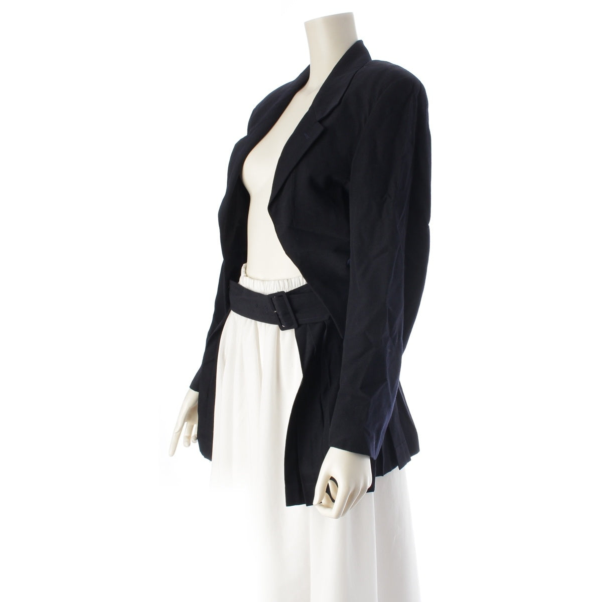 COMME des GARCONS Deformed frill collar belt design tailored jacket No AD notation GJ-11003M Navy M
