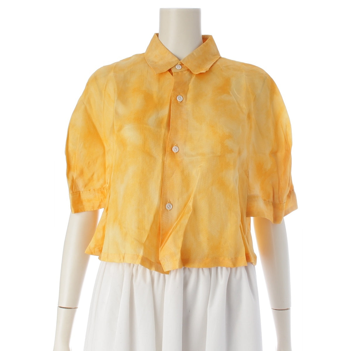 COMME des GARCONS SIX Tie-dye Asymmetrical Cropped Pants Short sleeve shirt tops GB-050040 yellow